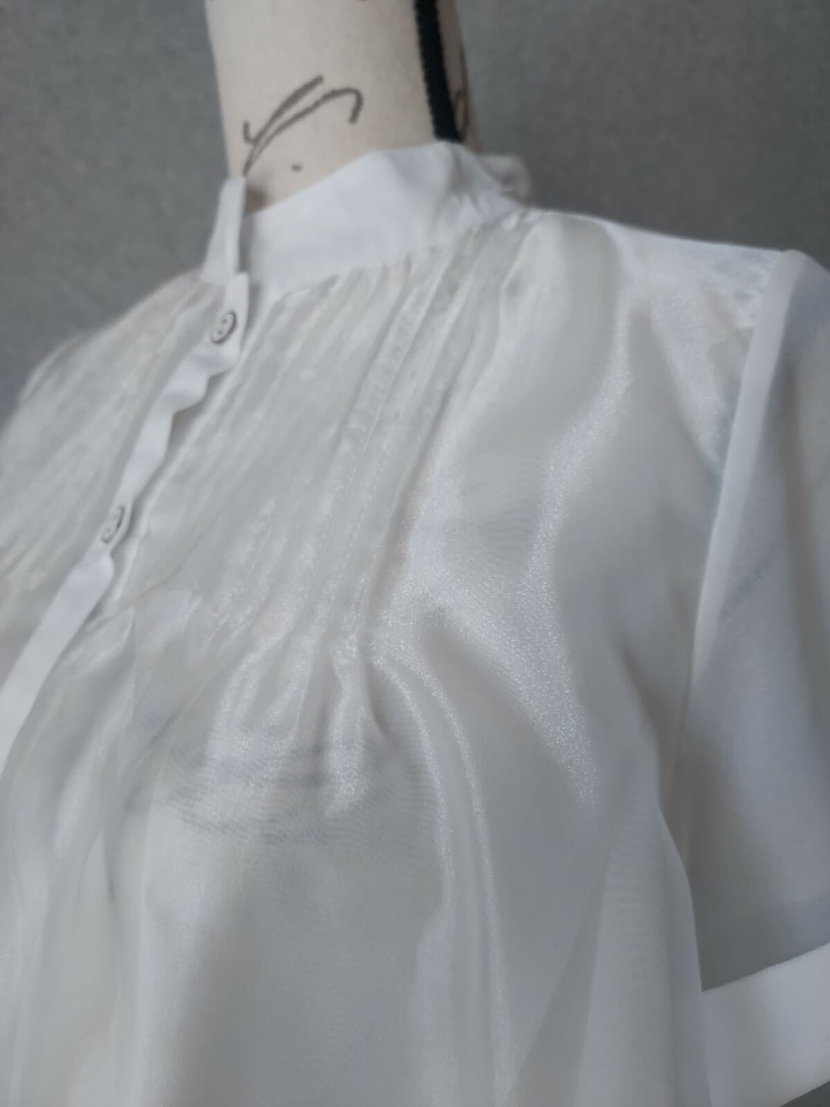 NWoT Lady Ribbon Embroidered Floral Shirt Mini Dress Button White Chest 40 (S/M) - Thumbnail 6