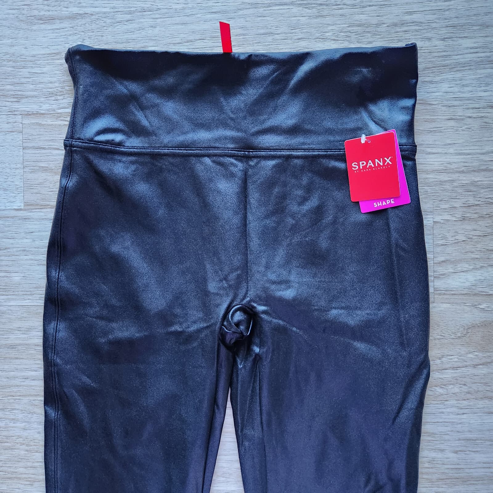 NWT SPANX $98 Faux Leather Shape Ankle Legging High Rise Stretch Black Womens XL - Thumbnail 4