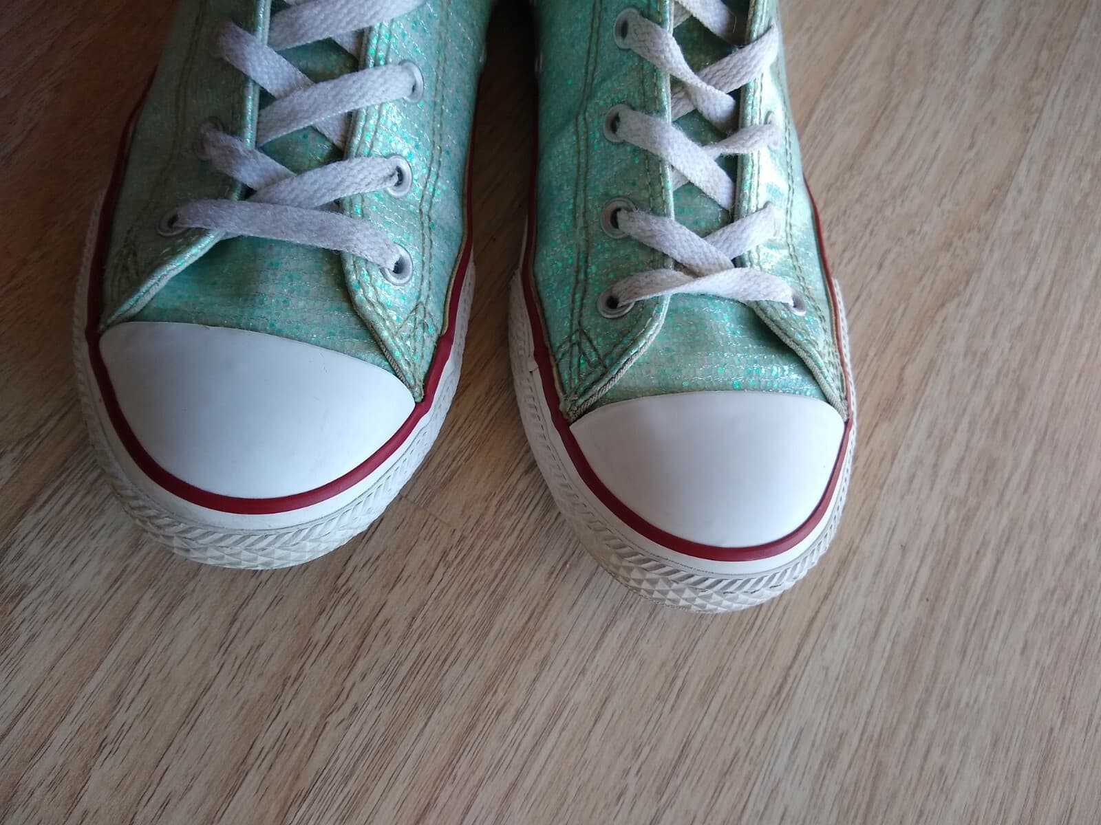 Converse Chuck Taylor All Star Junior High Top Ankle Sneaker Sparkle Mint US5 - Thumbnail 7