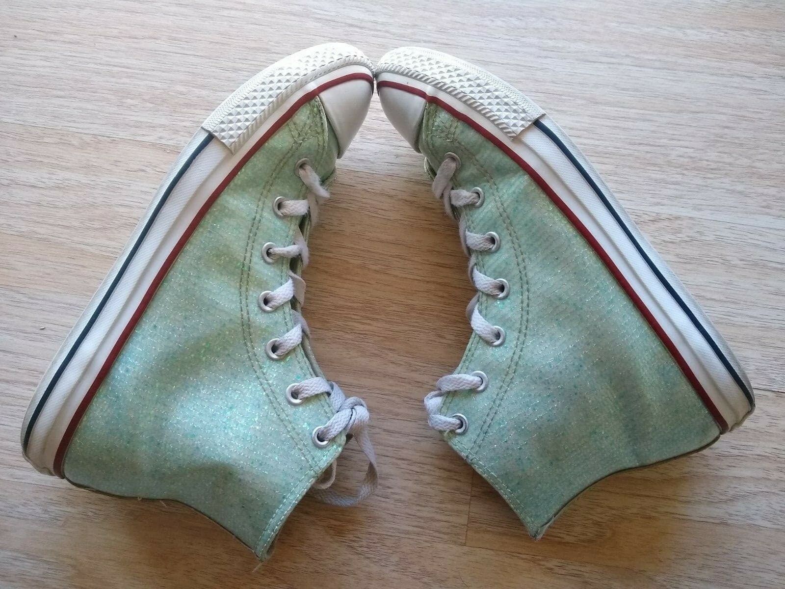 Converse Chuck Taylor All Star Junior High Top Ankle Sneaker Sparkle Mint US5 - Thumbnail 5