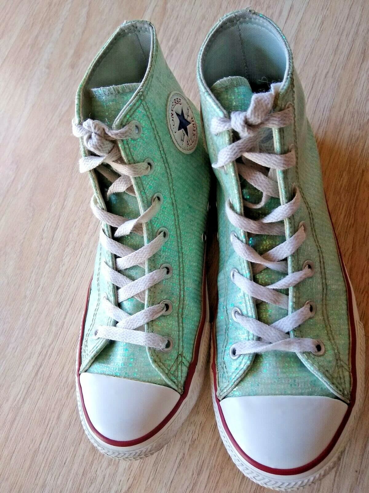 Converse Chuck Taylor All Star Junior High Top Ankle Sneaker Sparkle Mint US5 - Thumbnail 3