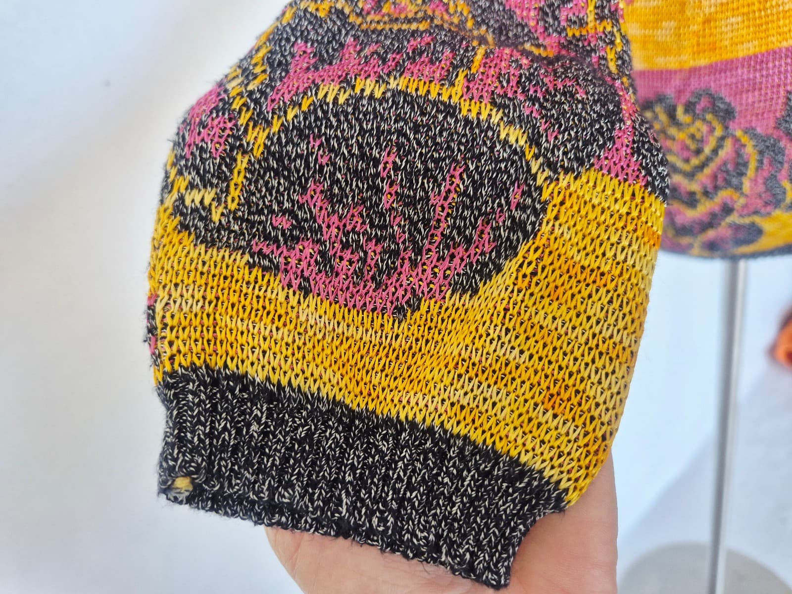 Vintage Bloomingdale's Made in Italy Sutton Sweater Multi Abstract Intarsia Knit - Thumbnail 5