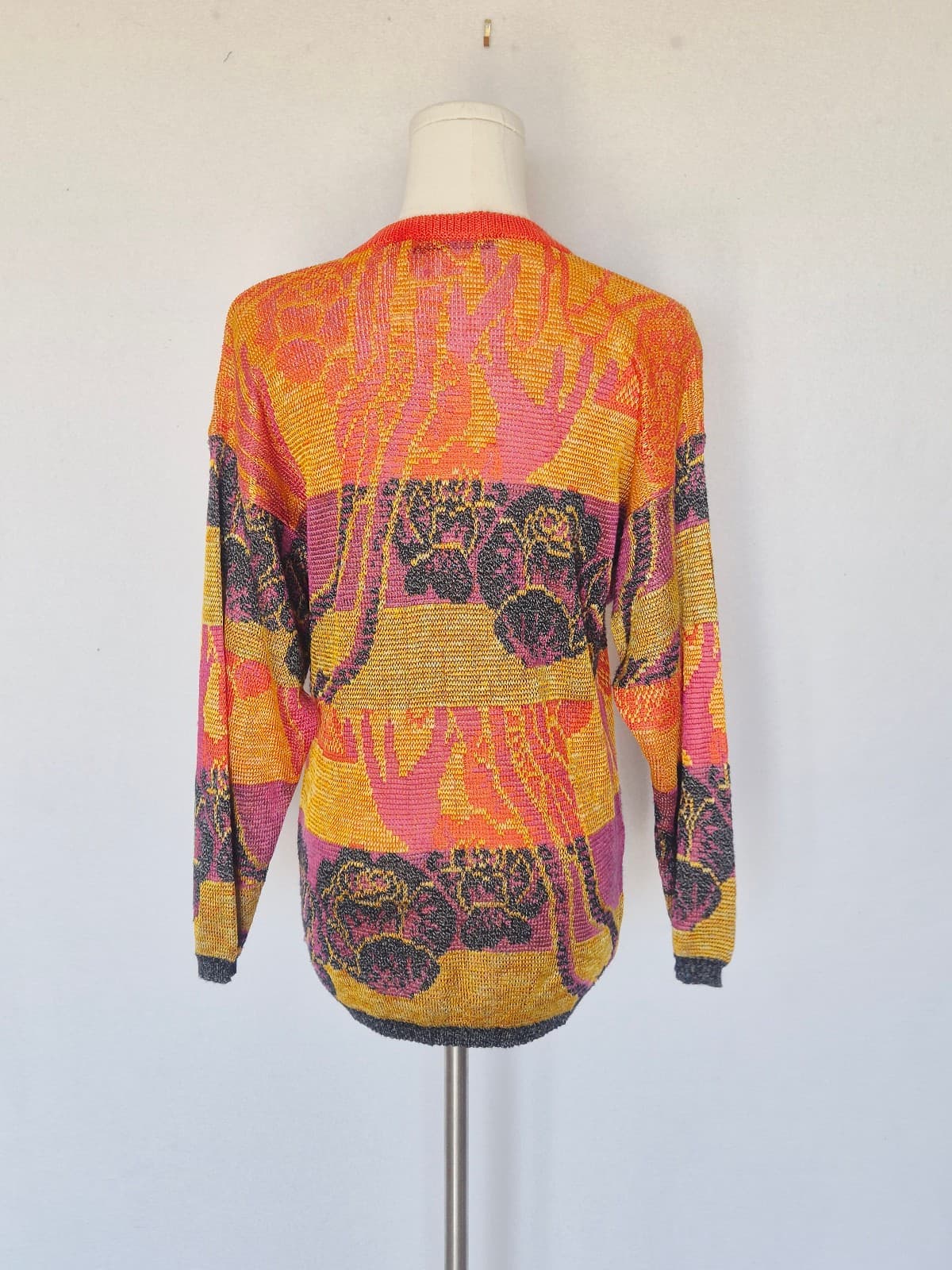 Vintage Bloomingdale's Made in Italy Sutton Sweater Multi Abstract Intarsia Knit - Thumbnail 4