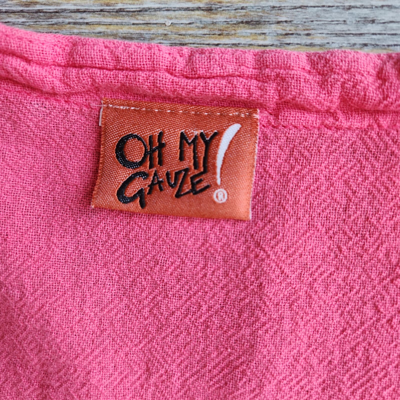 Oh My Gauze Lagenlook Open Front Kimono Hi-Low Light Jacket Pink Cotton One Size - Thumbnail 8