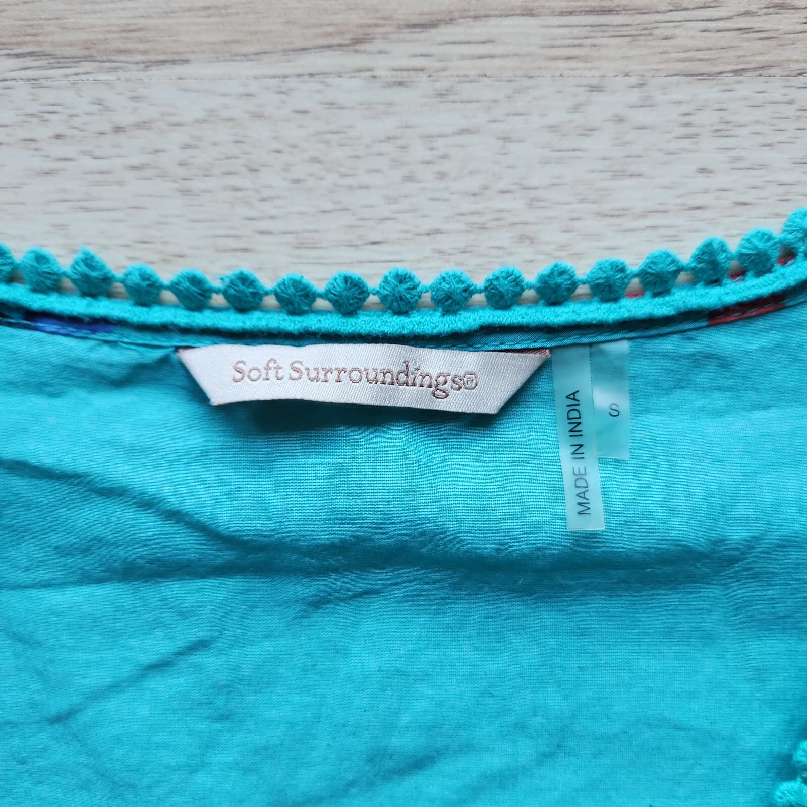 NWoT Soft Surroundings Seychelles Coral-Bead Fish Coral Cover-Up Top Green Sz.S - Thumbnail 8