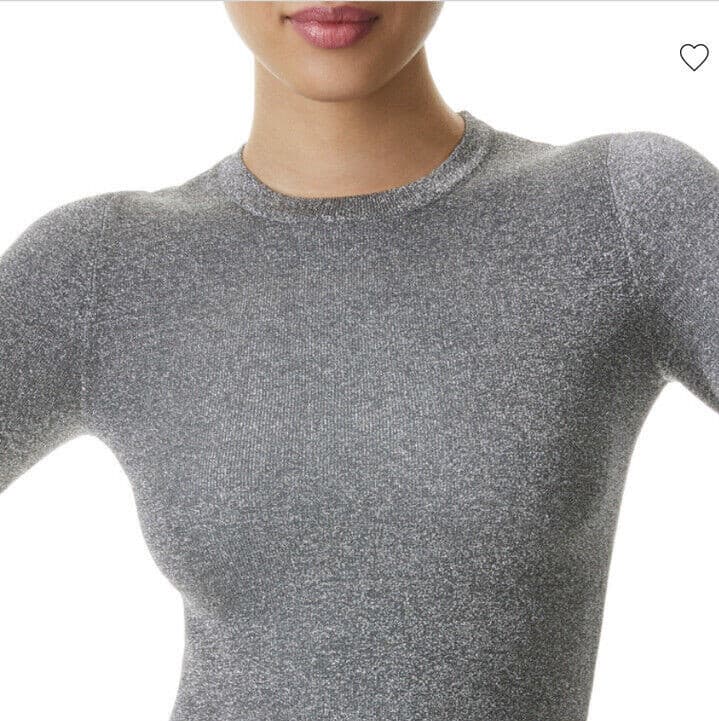 Alice + Olivia Ciara Silver Metallic Cropped Sweater Wool Blend Crew Neck Sz.S - Thumbnail 3