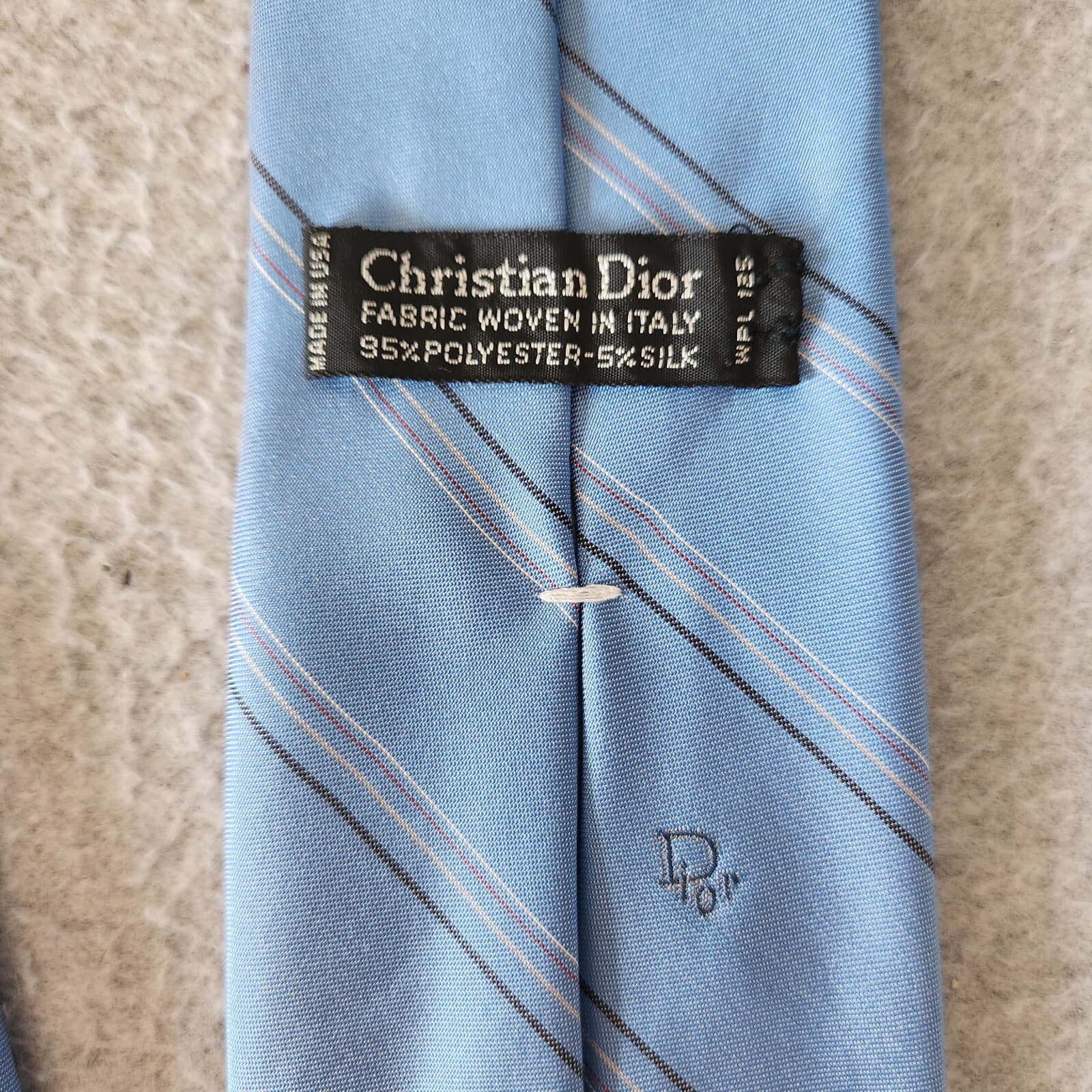 Christian Dior Silk Blend Traditional Standard Width Necktie Blue Stripe - Thumbnail 4