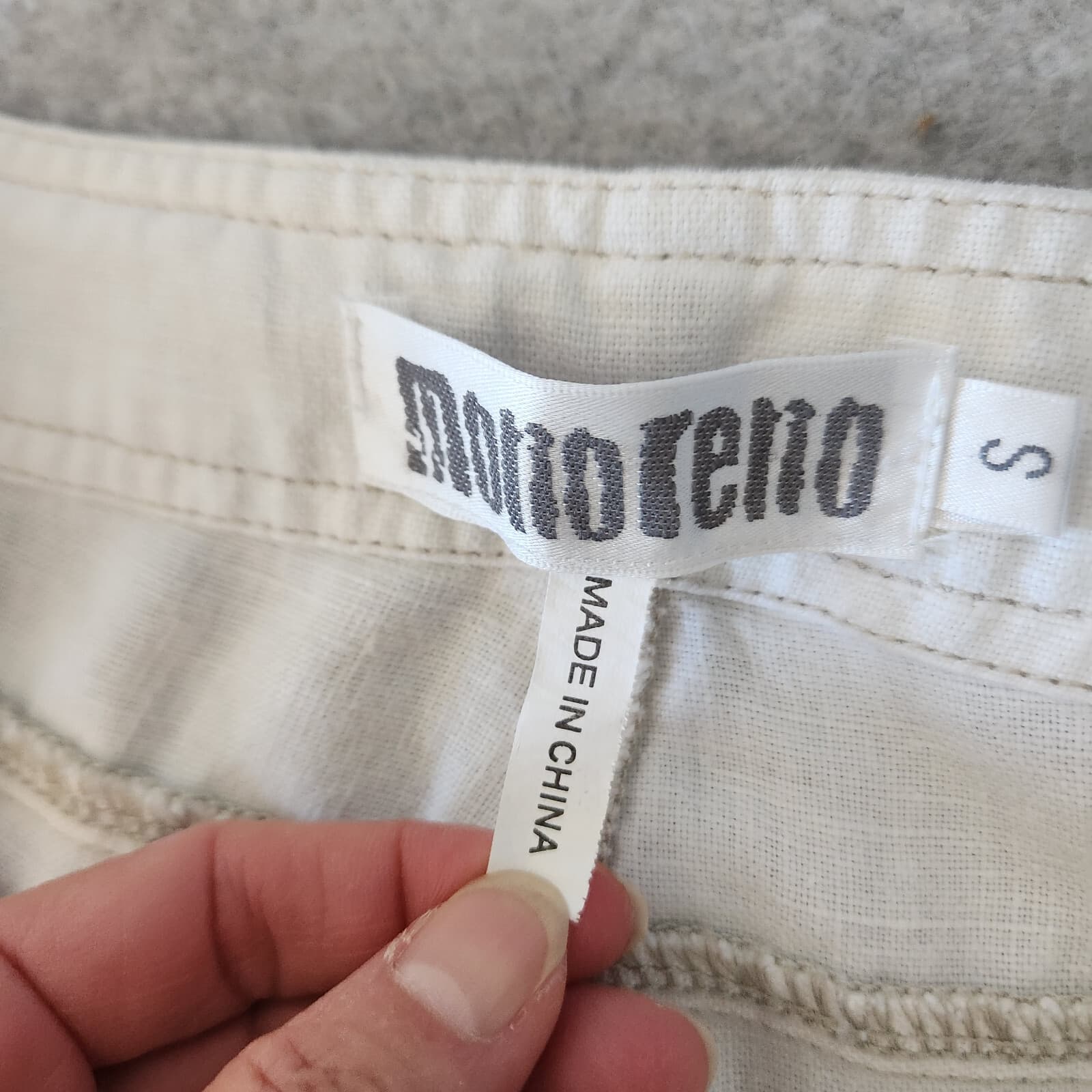 Monoreno 100% Linen Distressed Button Accent Shorts Tie-Hem White Women's S - Thumbnail 10