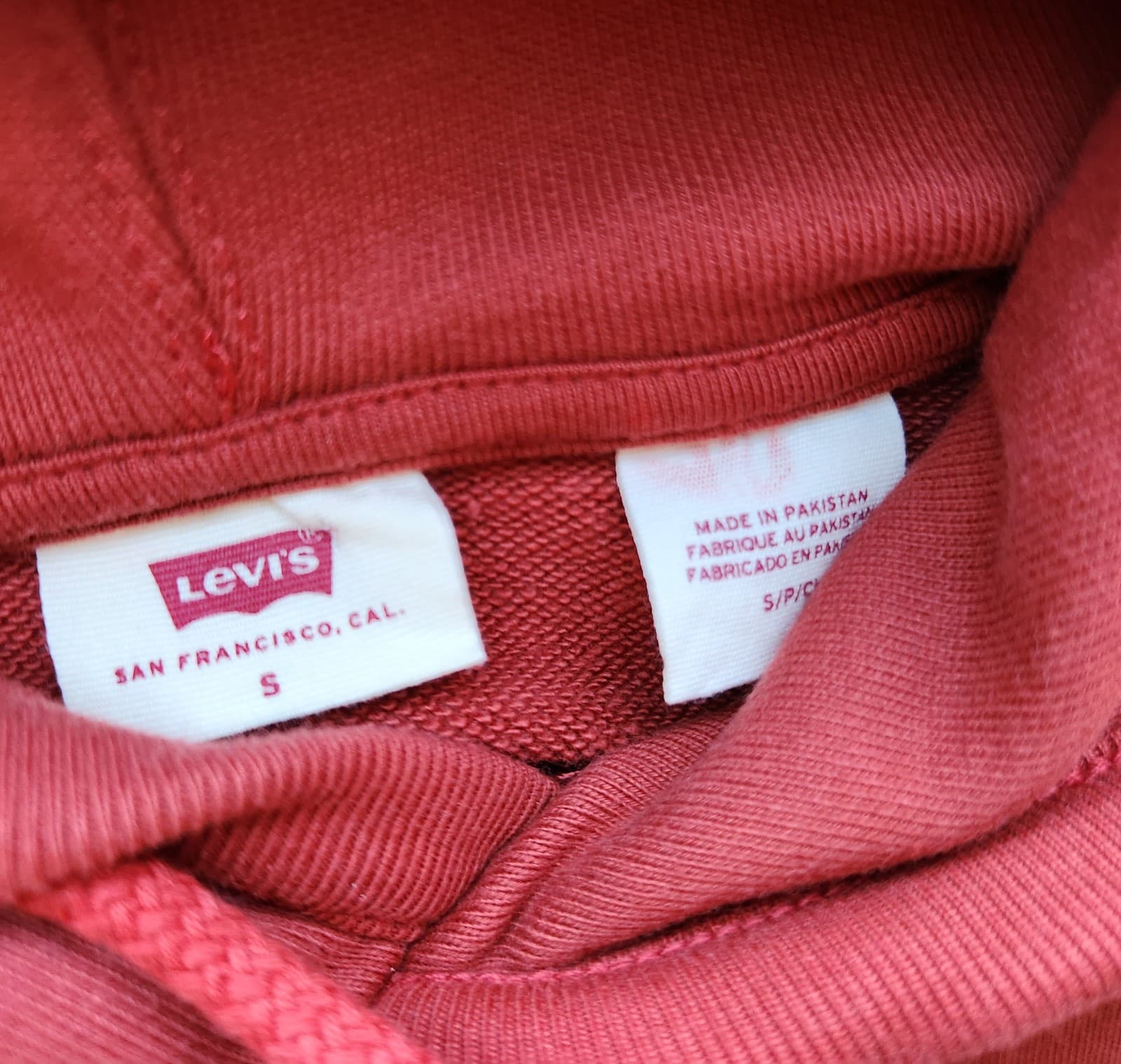 NEW Levi's Standard Hoodie Sweatshirt "Not For Resale" Terry Knit Red Women's S - Thumbnail 10