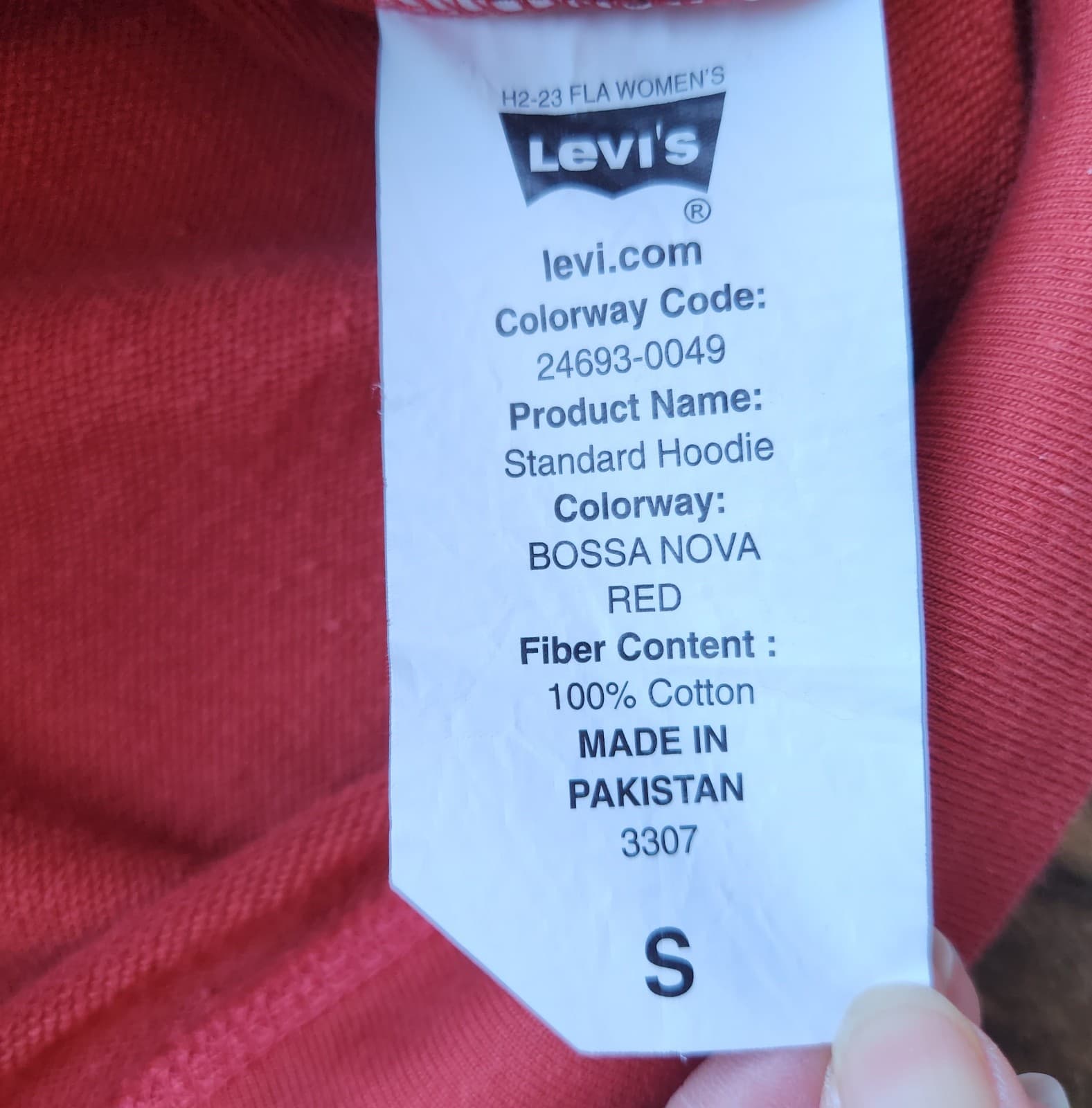 NEW Levi's Standard Hoodie Sweatshirt "Not For Resale" Terry Knit Red Women's S - Thumbnail 11