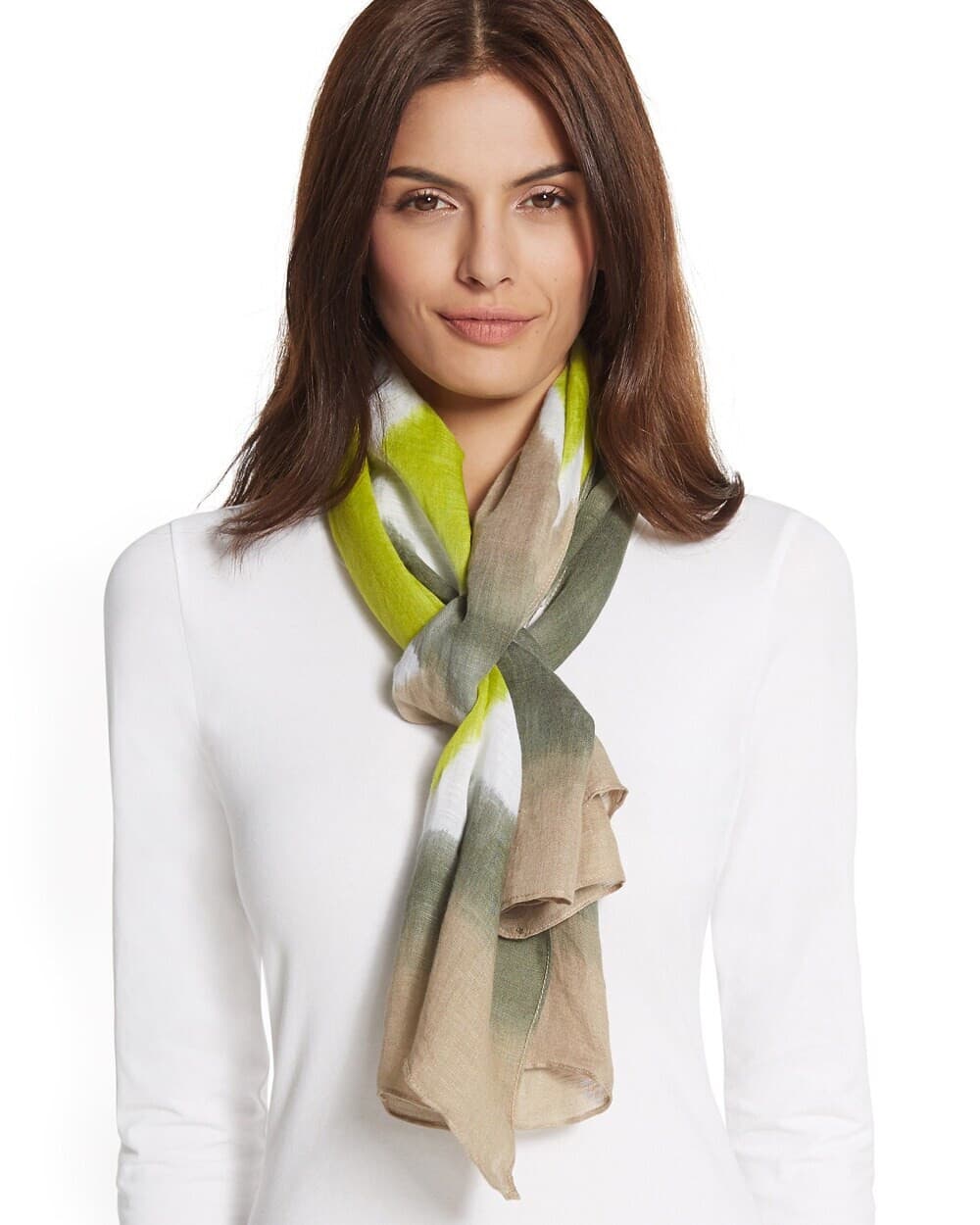 NWT Chico's Cotto Ikat Straight Oblong Scarves Viscose Linen Blend 20"x72" - Thumbnail 7