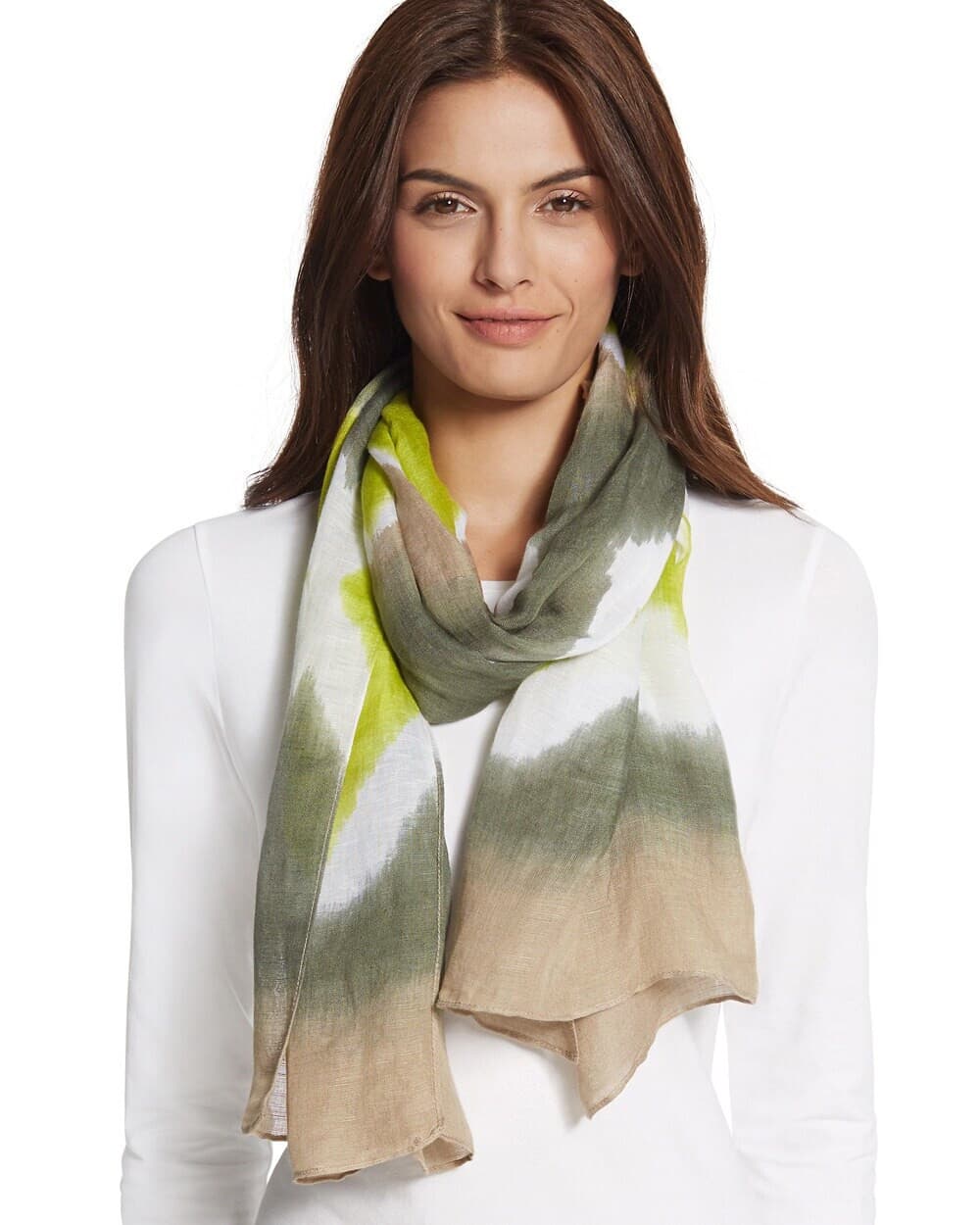 NWT Chico's Cotto Ikat Straight Oblong Scarves Viscose Linen Blend 20"x72" - Thumbnail 6