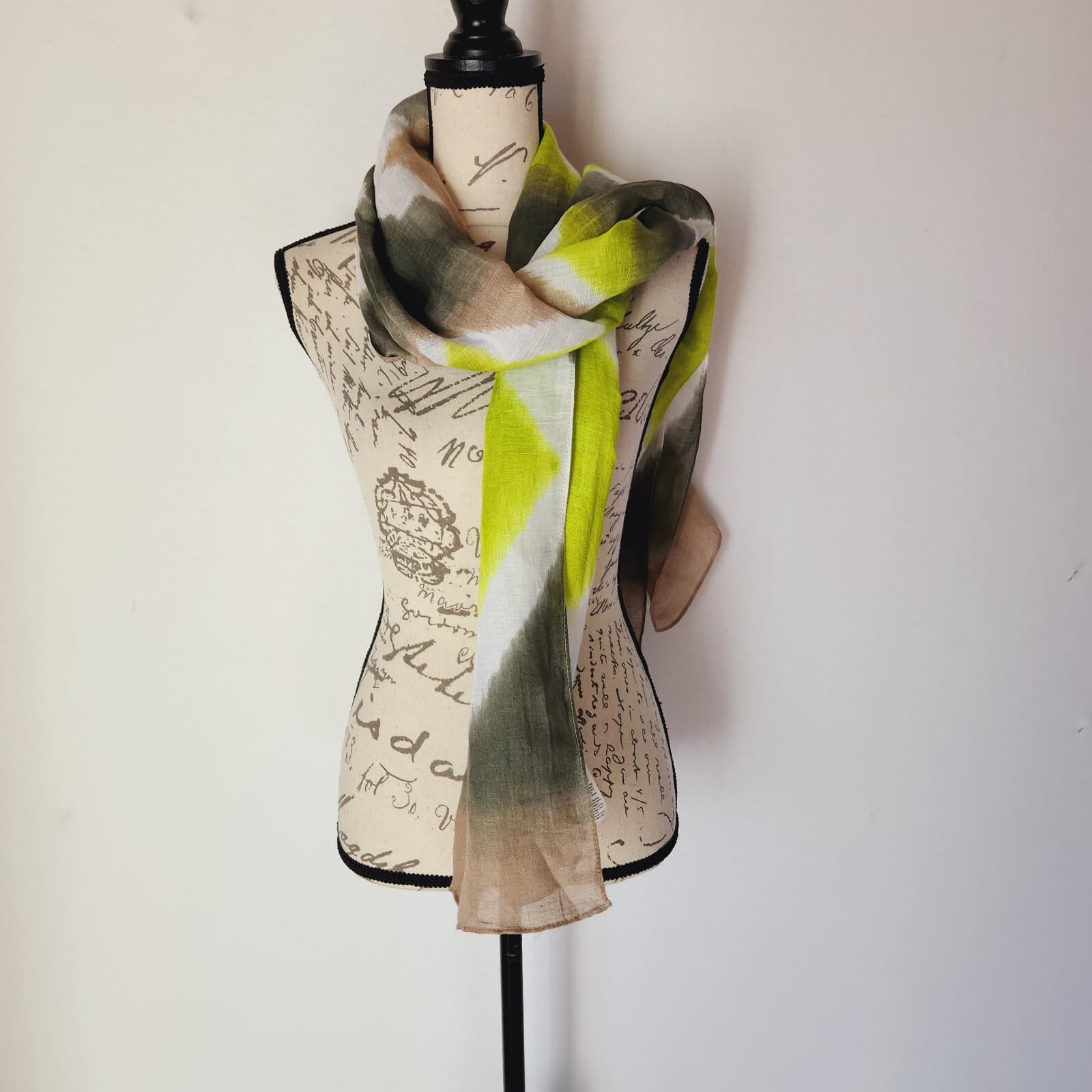 NWT Chico's Cotto Ikat Straight Oblong Scarves Viscose Linen Blend 20"x72" - Thumbnail 3