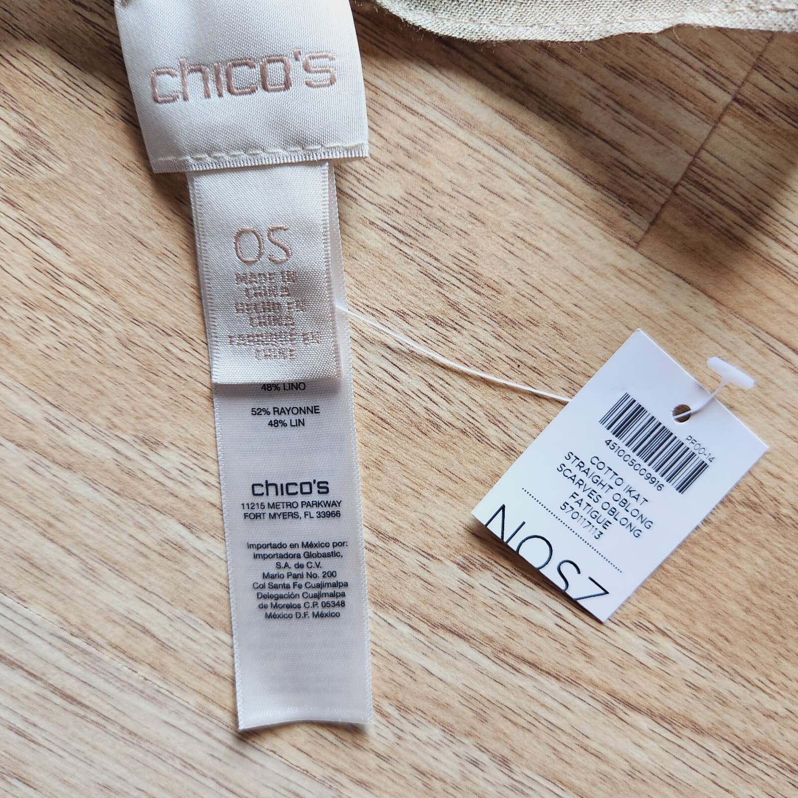 NWT Chico's Cotto Ikat Straight Oblong Scarves Viscose Linen Blend 20"x72" - Thumbnail 4