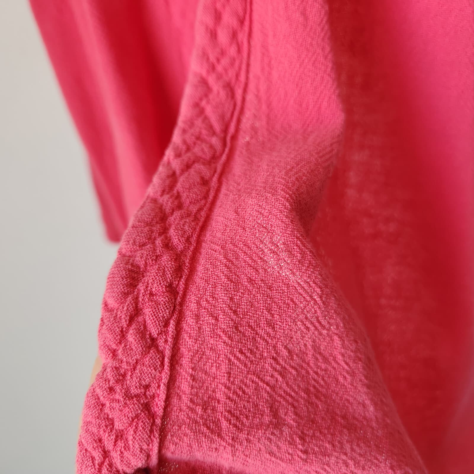 Oh My Gauze Lagenlook Open Front Kimono Hi-Low Light Jacket Pink Cotton One Size - Thumbnail 5