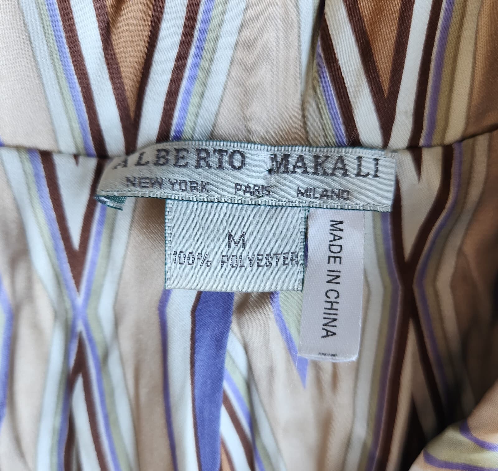 Alberto Makali Satin Crinkle Floral Leopard Blazer Jacket Brown Beige Women's M - Thumbnail 9