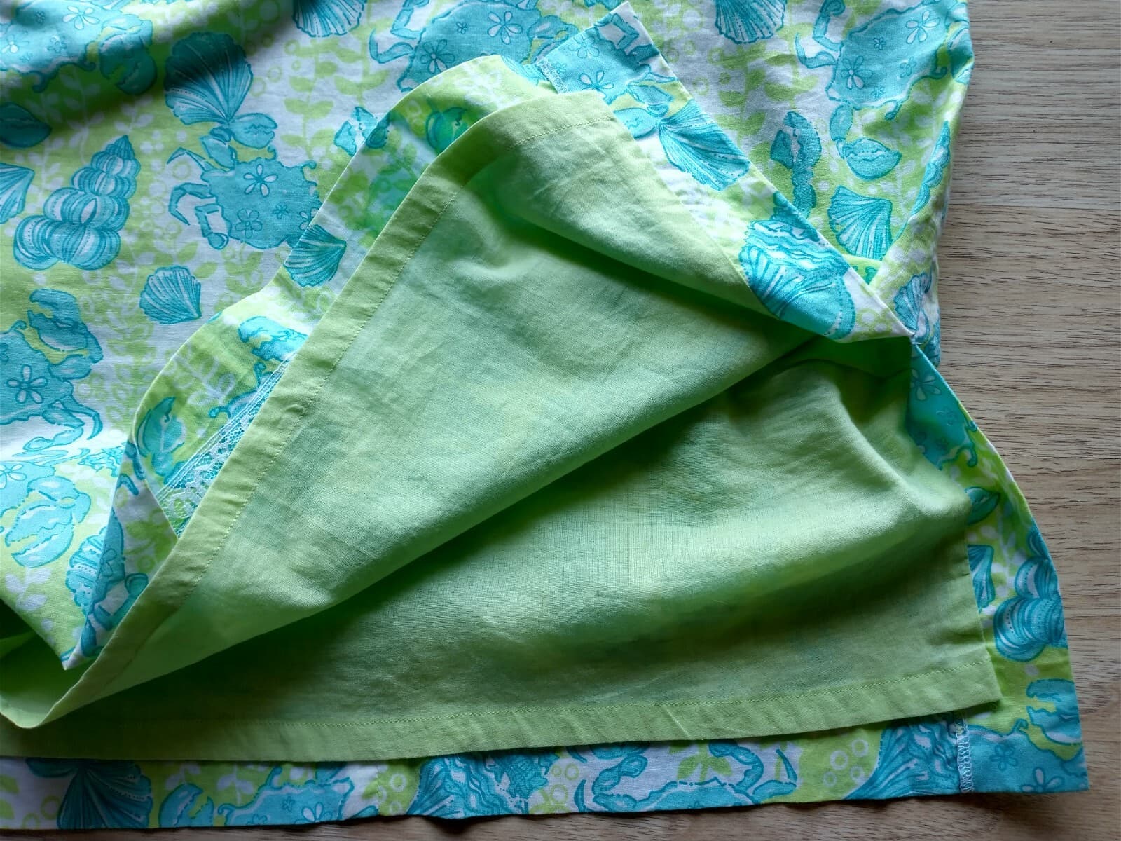 Lilly Pulitzer 100%Cotton Dress Bead Embellished Tie Back Seashell Green Blue XS - Thumbnail 11