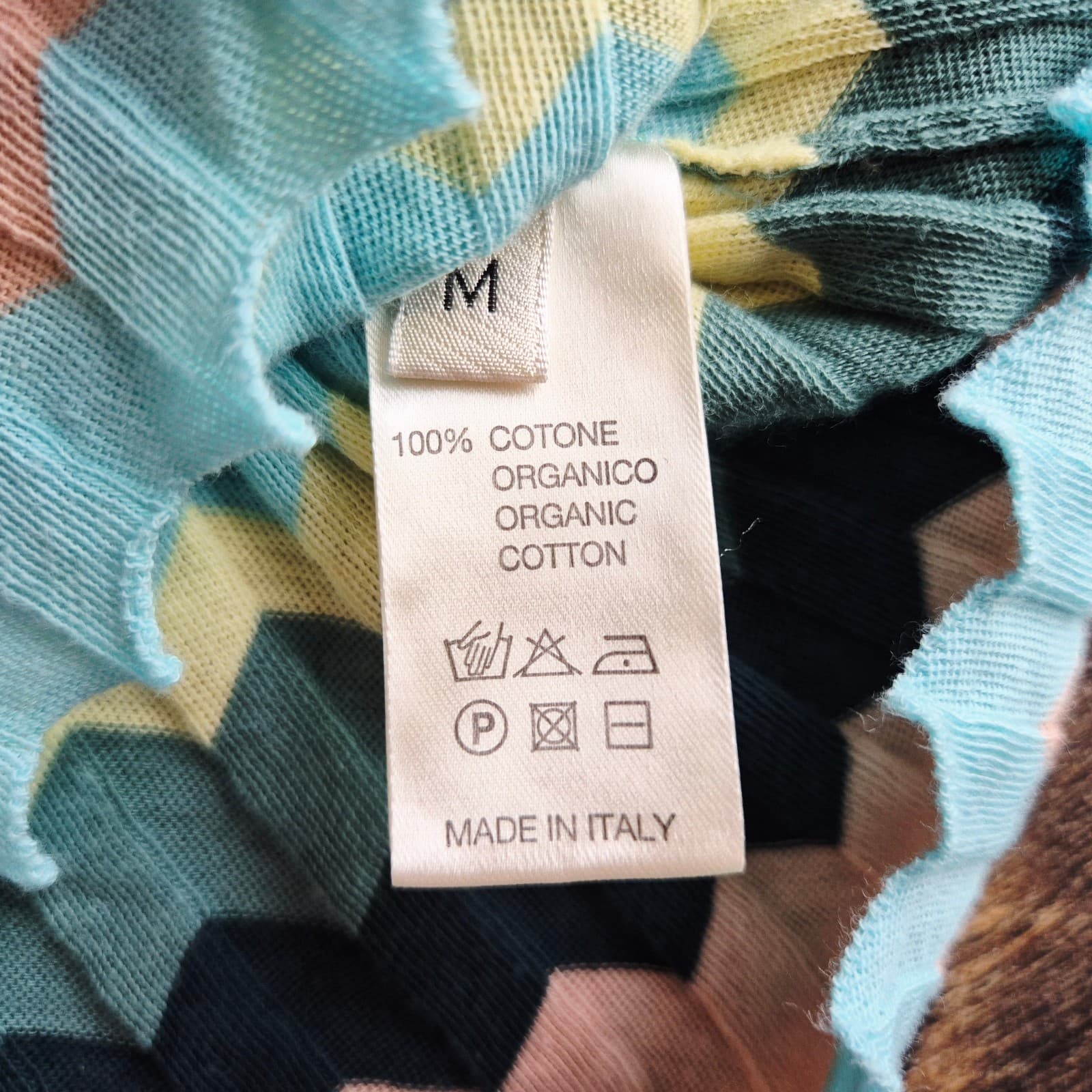 Roberto Collina Made in Italy Multicolor Chevron Knit Short Sleeve Top Women's M - Thumbnail 7