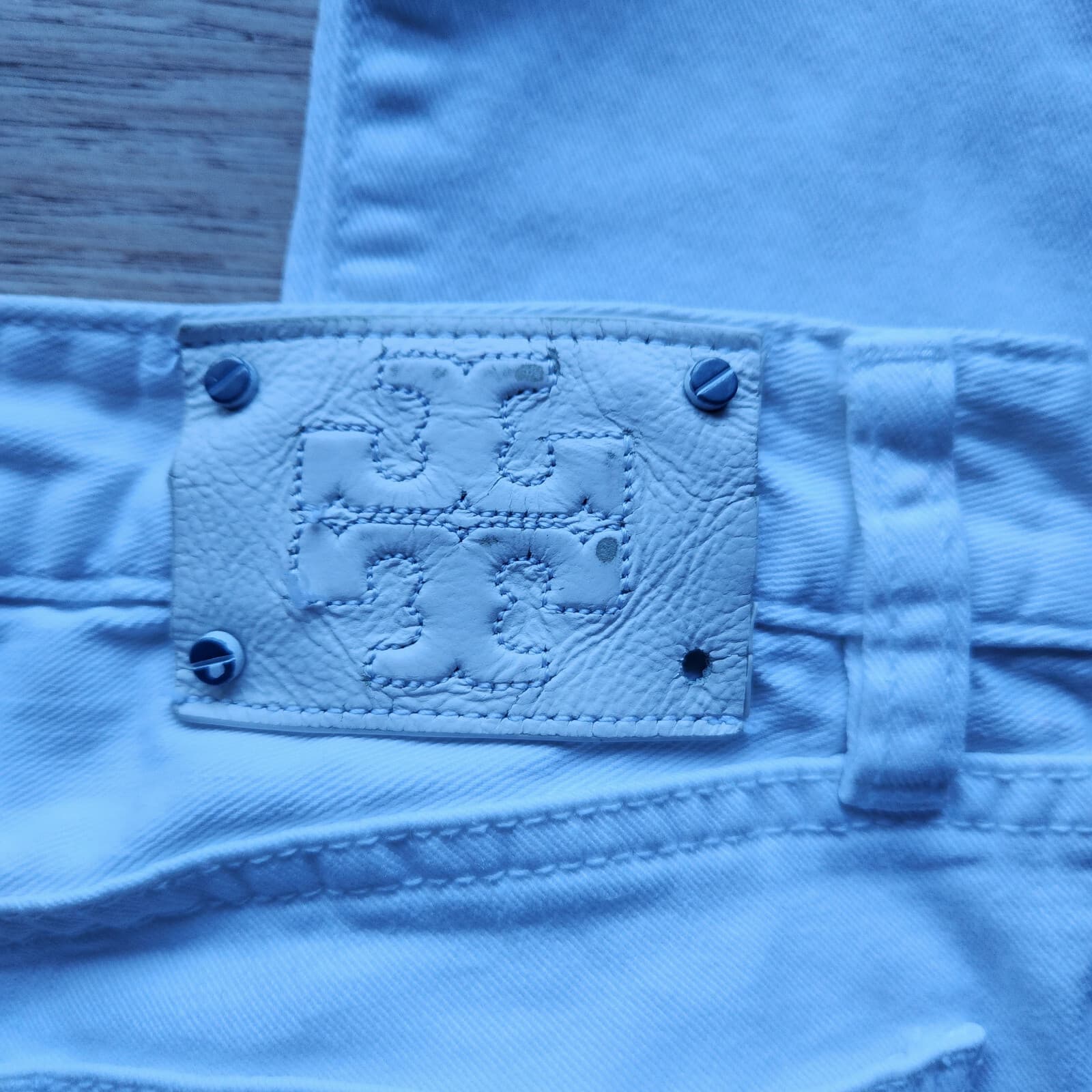 Tory Burch Cropped Skinny Jeans Zip Stretch Cotton Blend White Denim Women Sz.25 - Thumbnail 7