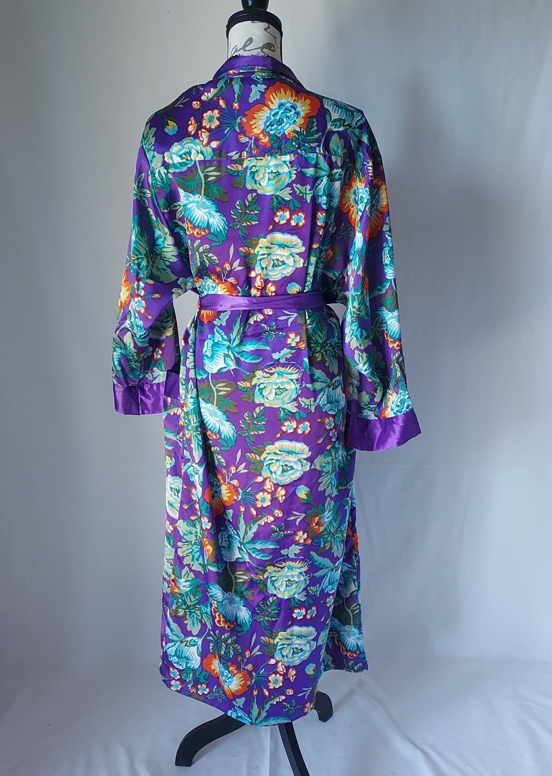 Vintage Victoria's Secret Gold Label Floral Satin Kimono Robe Multicolor Women P - Thumbnail 5