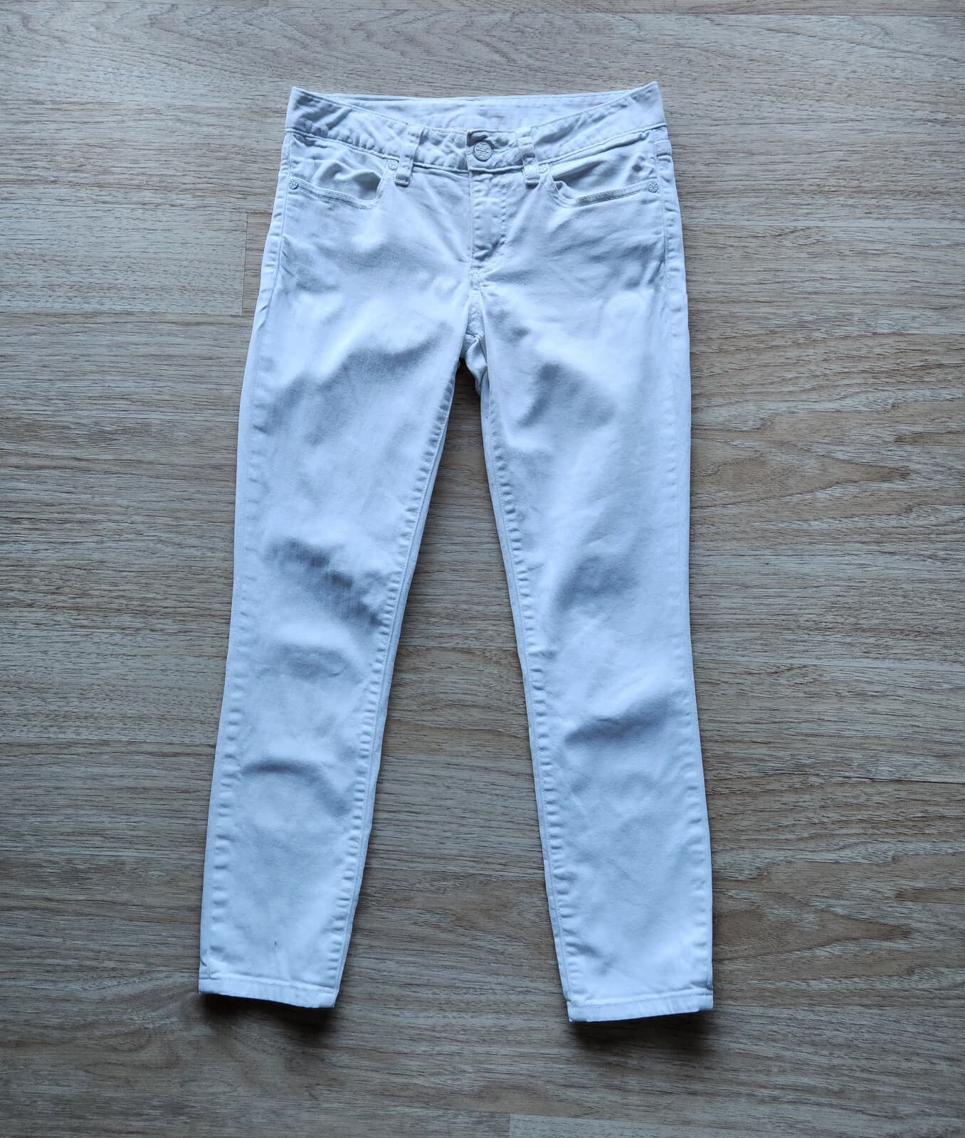 Tory Burch Cropped Skinny Jeans Zip Stretch Cotton Blend White Denim Women Sz.25 - Thumbnail 2