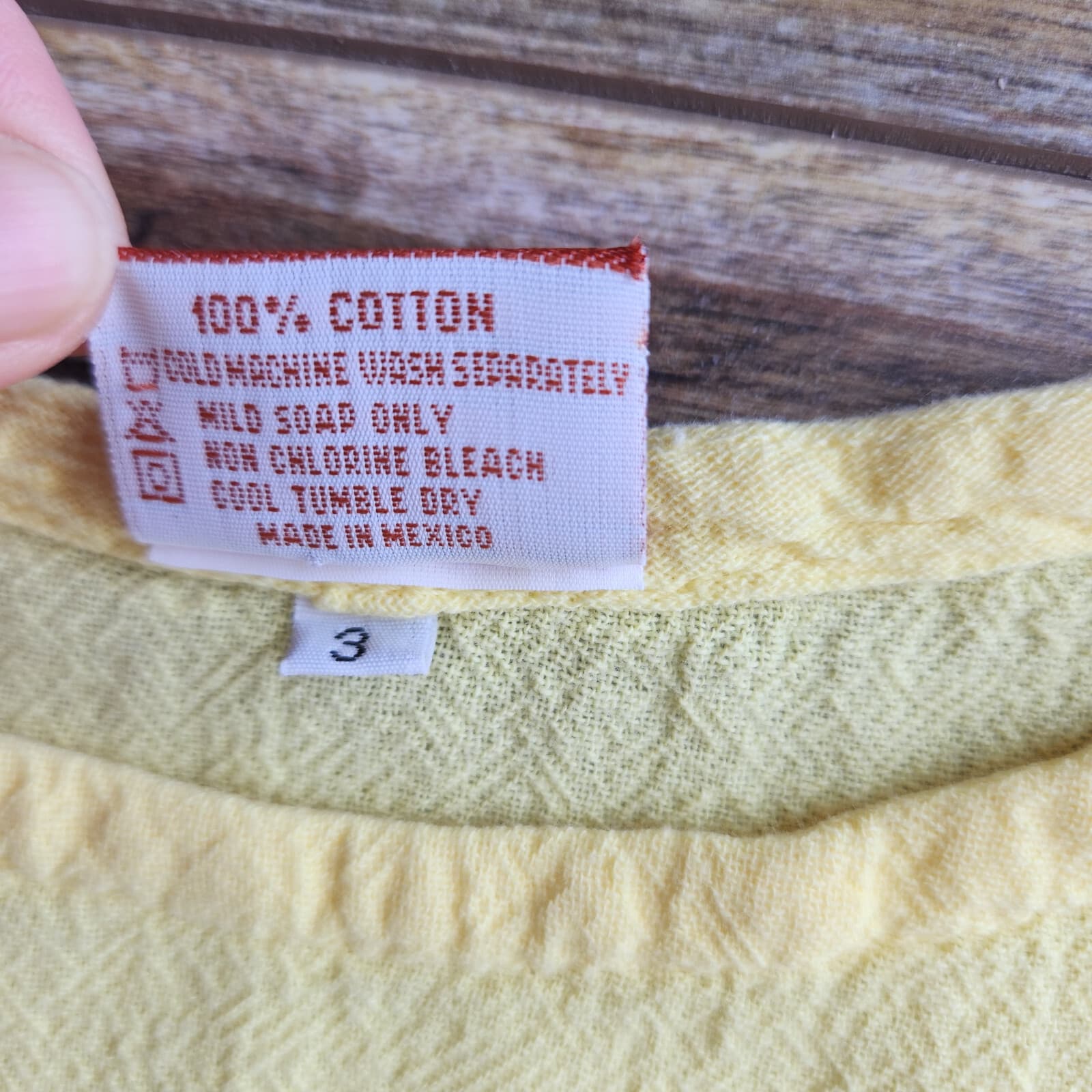 Oh My Gauze Lagenlook Asymmetrical Hem Blouse Cap Sleeve Cotton Yellow Sz.3/XXL - Thumbnail 8