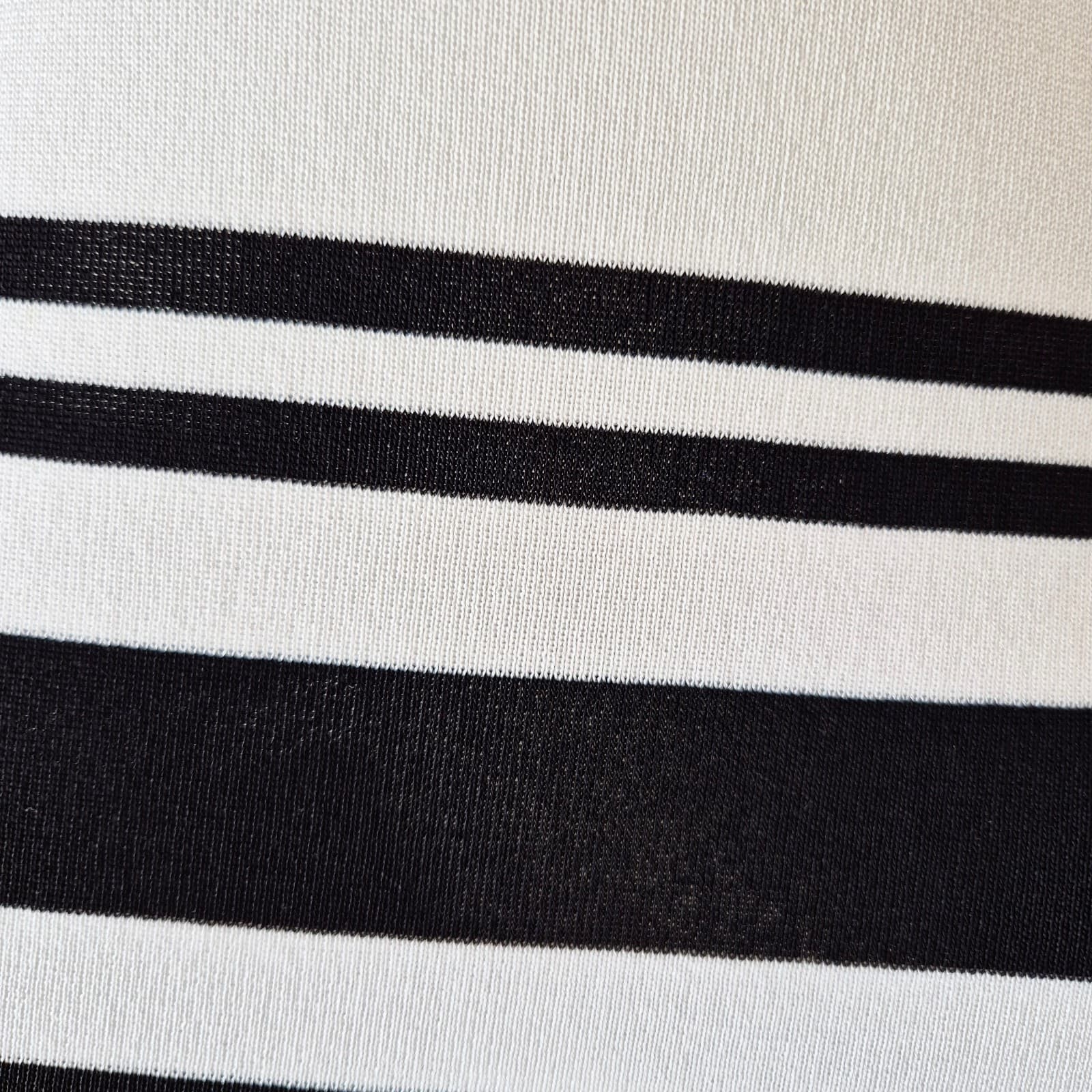 Exclusively Misook Black White Striped Tank Top V-Neck Knit Acrylic Women's PM - Thumbnail 4