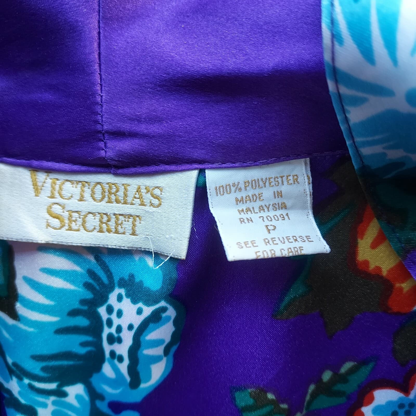 Vintage Victoria's Secret Gold Label Floral Satin Kimono Robe Multicolor Women P - Thumbnail 7