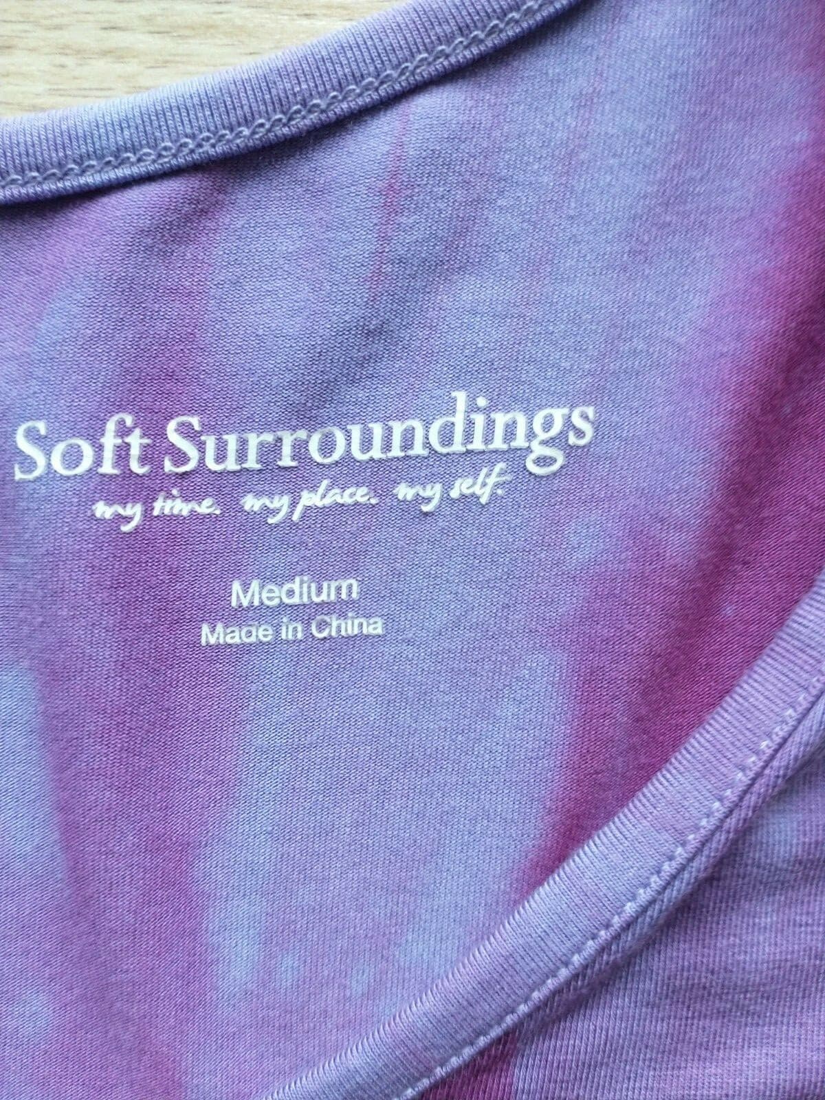 Soft Surroundings Sun Bleached Top Cold Shoulder 3/4Sleeve Purple Tie-Dye Sz.M - Thumbnail 6