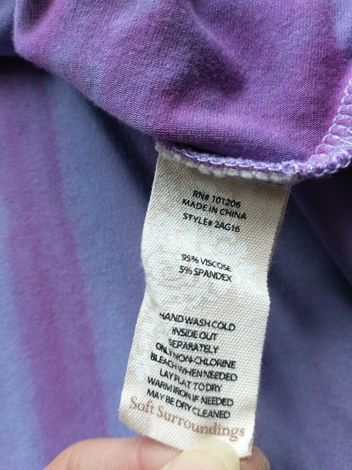 Soft Surroundings Sun Bleached Top Cold Shoulder 3/4Sleeve Purple Tie-Dye Sz.M - Thumbnail 8