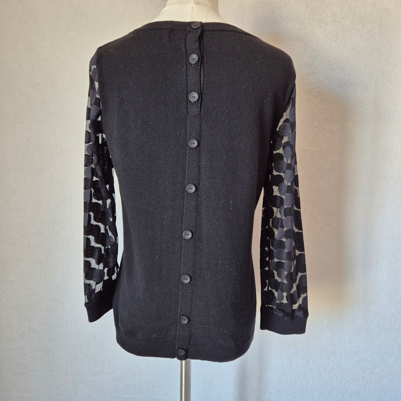 Sparrow Anthropologie Sheer Polka Dot Sleeves Sweater Cashmere Blend Black Sz.M - Thumbnail 6