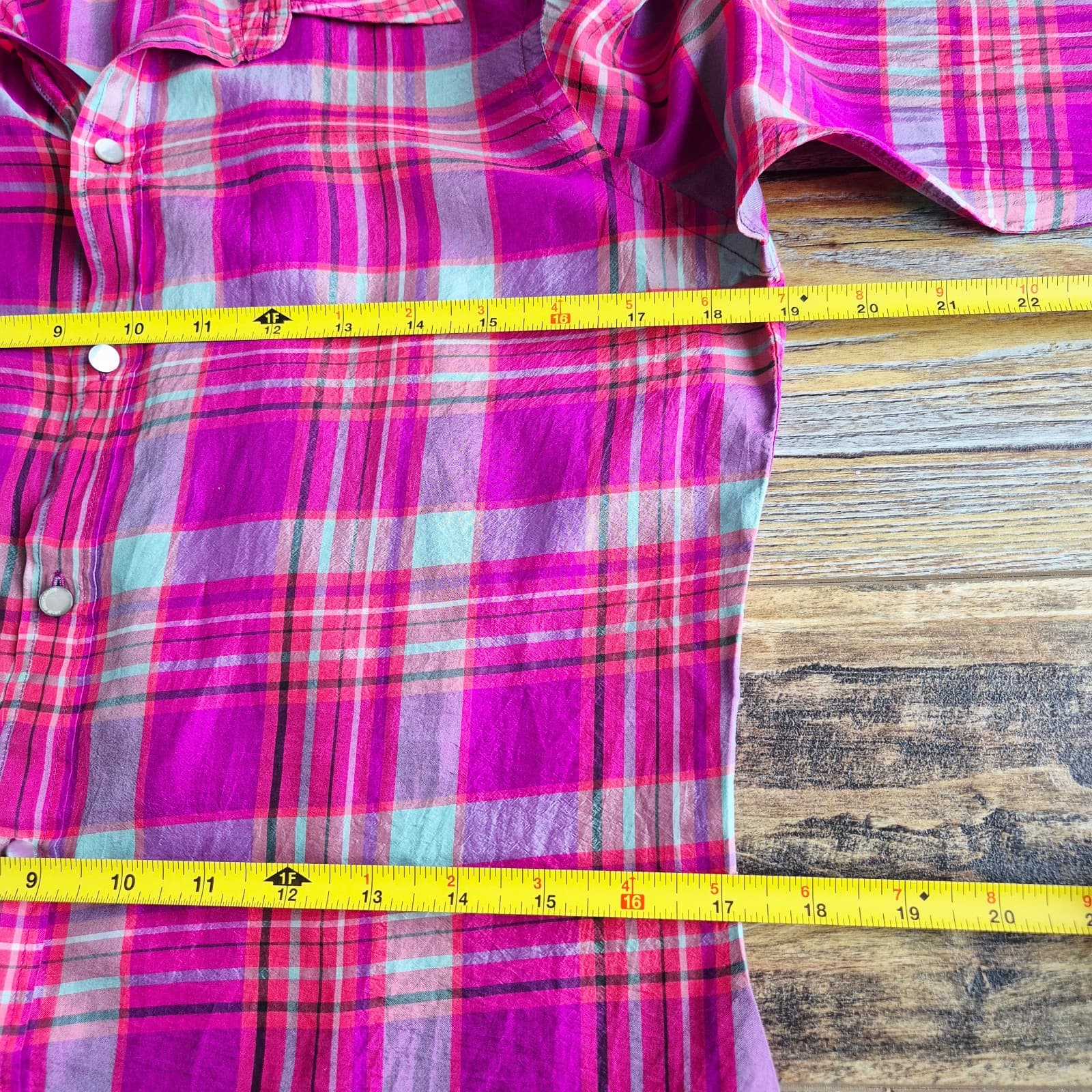 Vintage Ralph Lauren Sport Silk Pink Plaid Button-Up Shirt Long Sleeve Womens 10 - Thumbnail 13