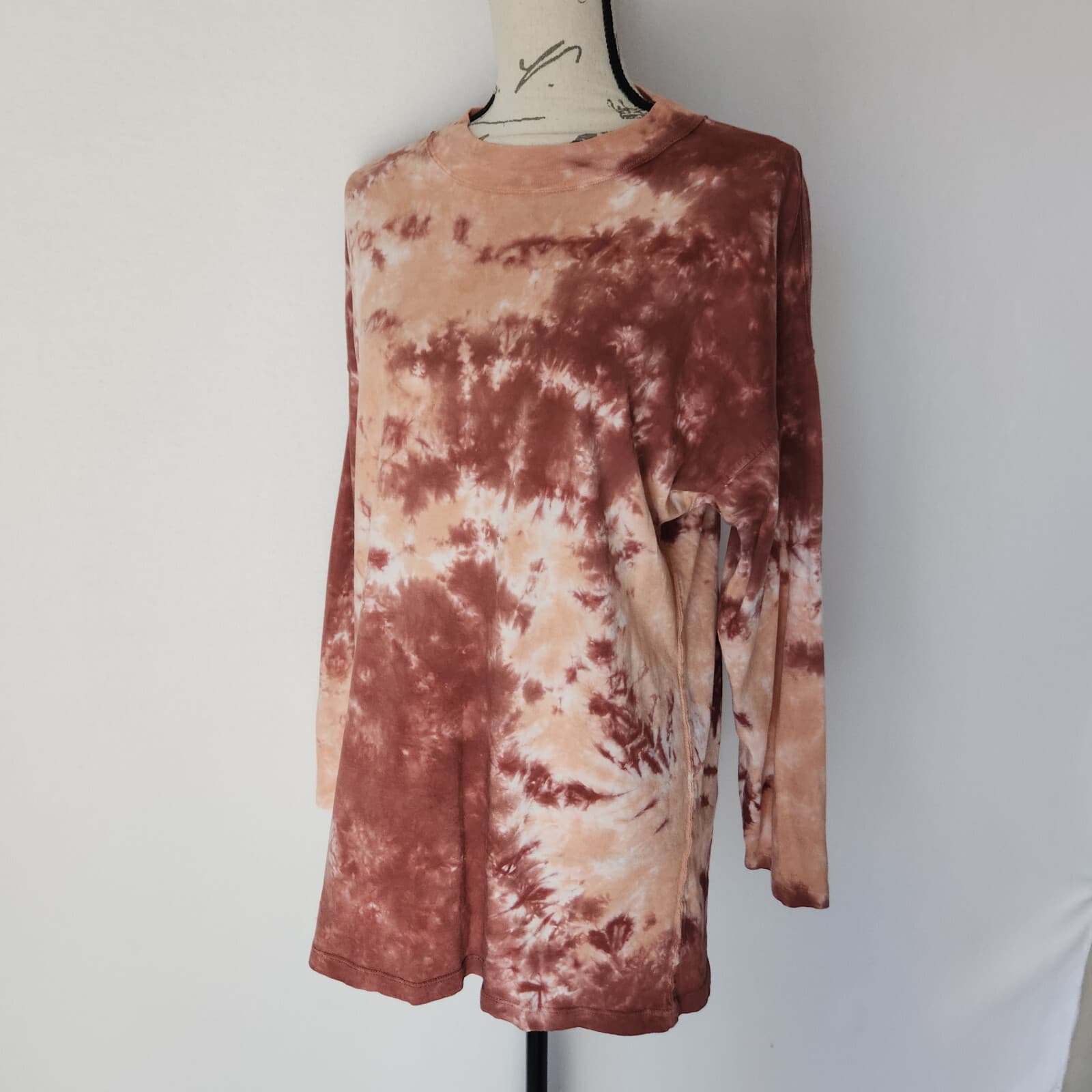 We The Free Be Free Tie-Dye Long Sleeve Tee-Shirt Cotton Rust-Combo Women's S - Thumbnail 4