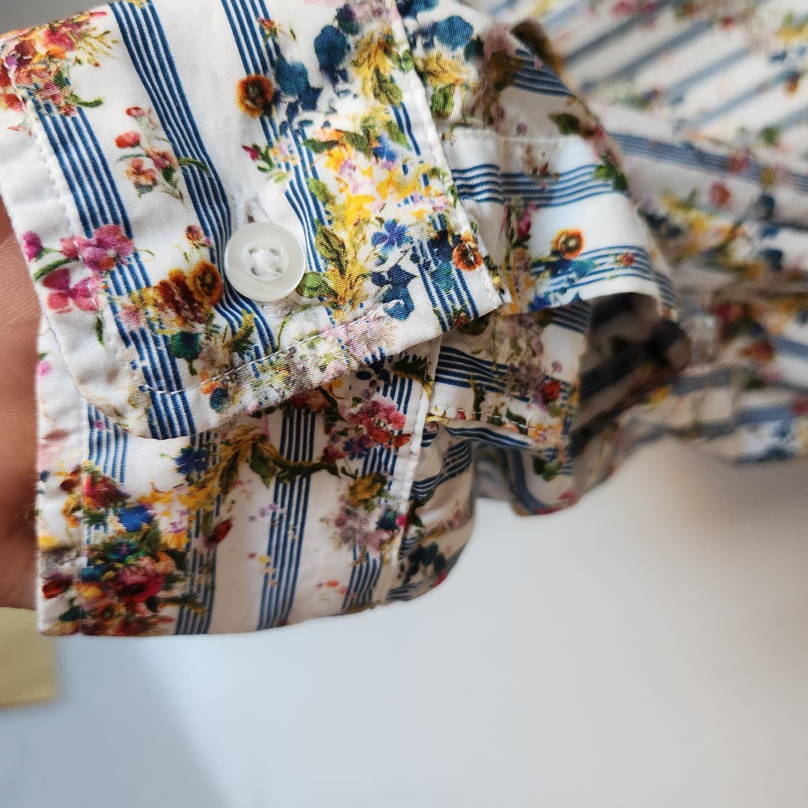 Frank & Eileen Silvio Floral Stripe Button-Up Shirt Long Sleeve Multicolor Sz.L - Thumbnail 7