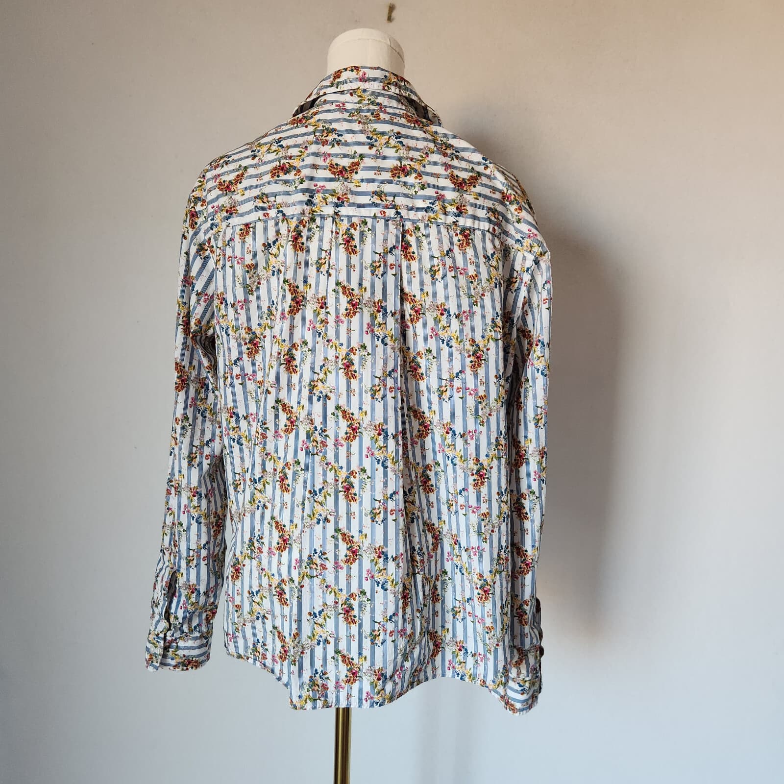Frank & Eileen Silvio Floral Stripe Button-Up Shirt Long Sleeve Multicolor Sz.L - Thumbnail 8