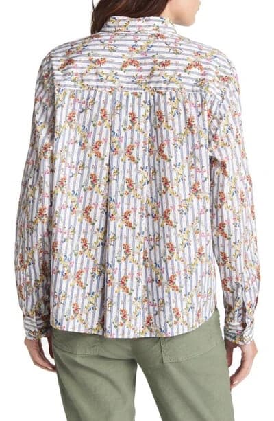 Frank & Eileen Silvio Floral Stripe Button-Up Shirt Long Sleeve Multicolor Sz.L - Thumbnail 9