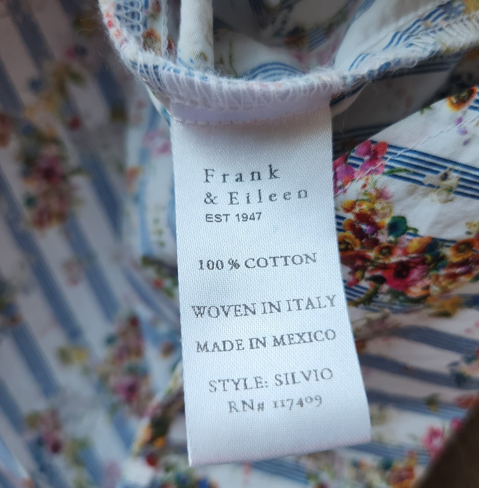 Frank & Eileen Silvio Floral Stripe Button-Up Shirt Long Sleeve Multicolor Sz.L - Thumbnail 11