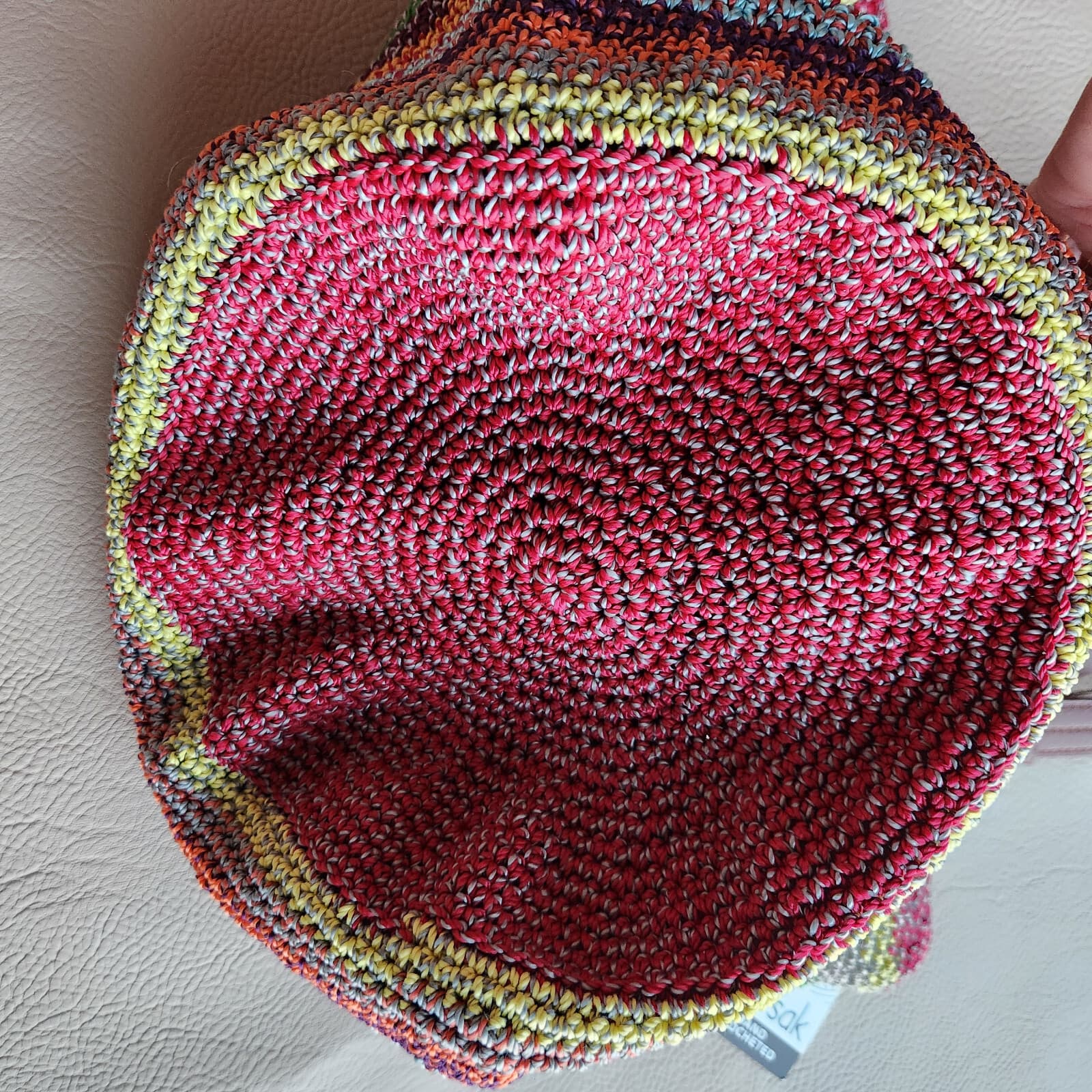 NWT The Sak $99 Alpine Hand Crocheted Bucket Shoulder Bag Tote Stripe Multicolor - Thumbnail 5
