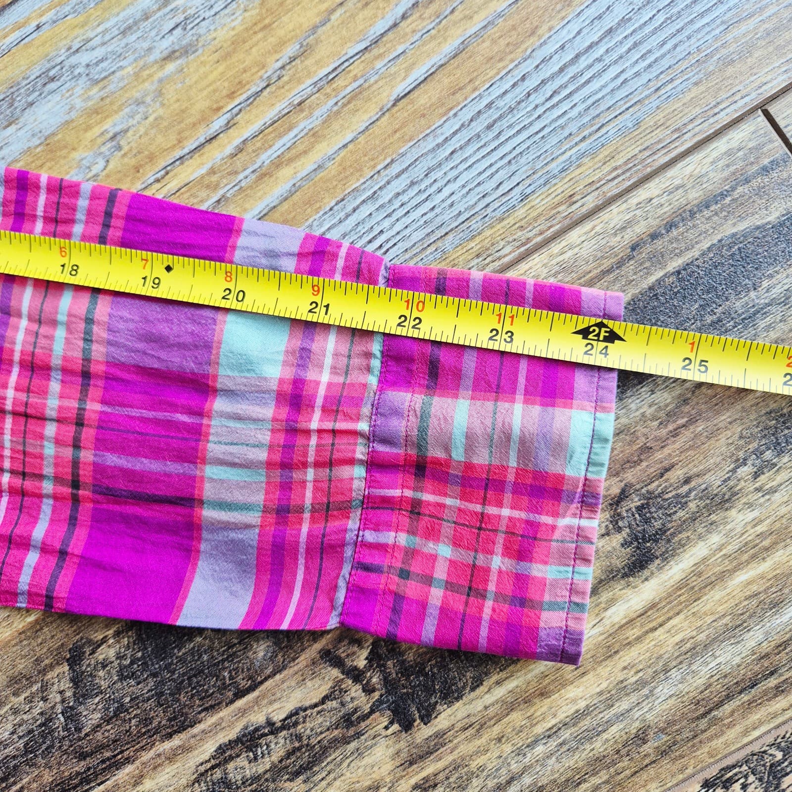 Vintage Ralph Lauren Sport Silk Pink Plaid Button-Up Shirt Long Sleeve Womens 10 - Thumbnail 12