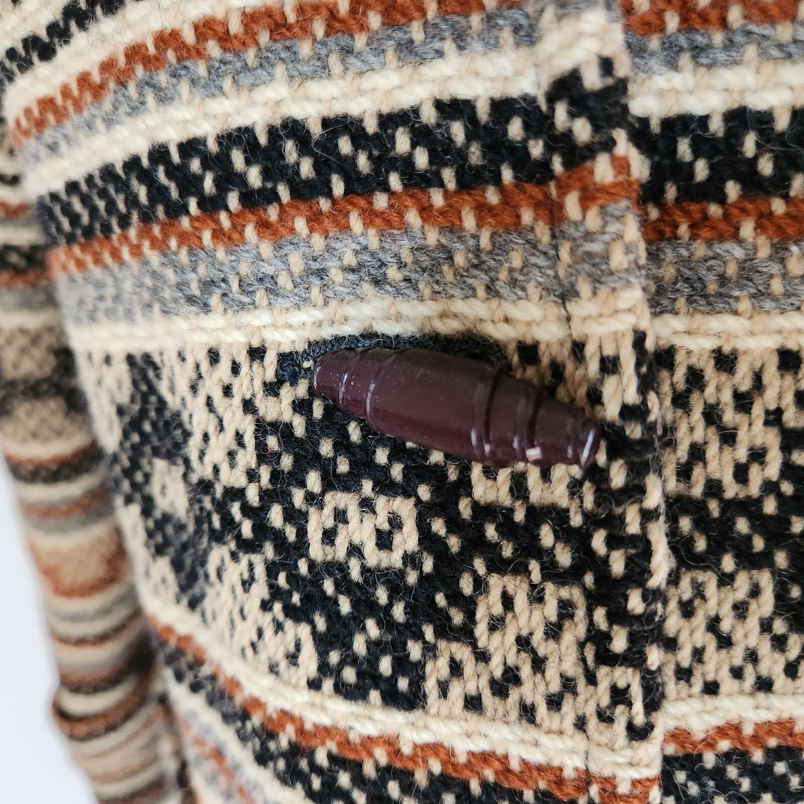 Vintage Pendleton Limited Blanket Wool Hooded Aztec Western Long Line Coat S/M - Thumbnail 4