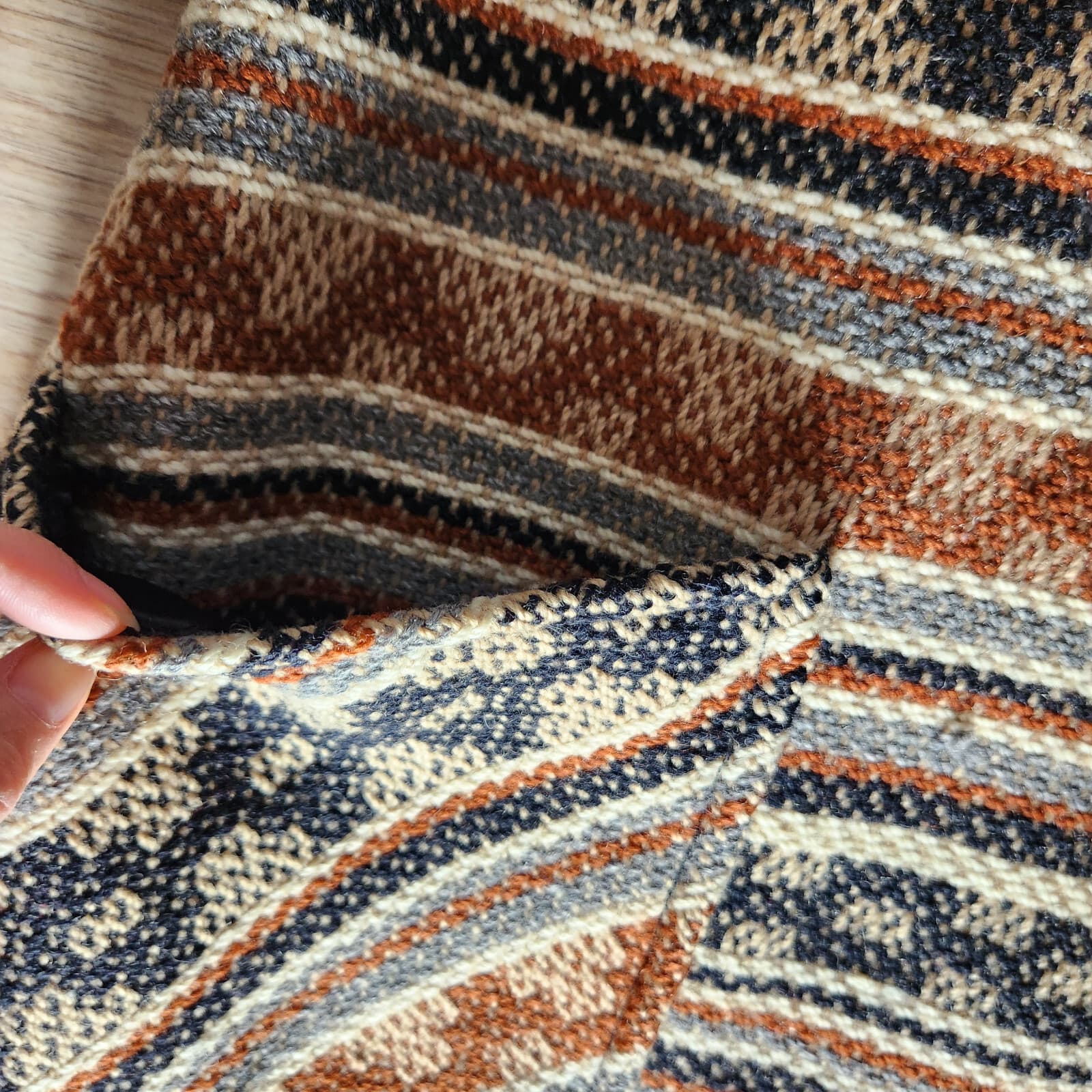 Vintage Pendleton Limited Blanket Wool Hooded Aztec Western Long Line Coat S/M - Thumbnail 8