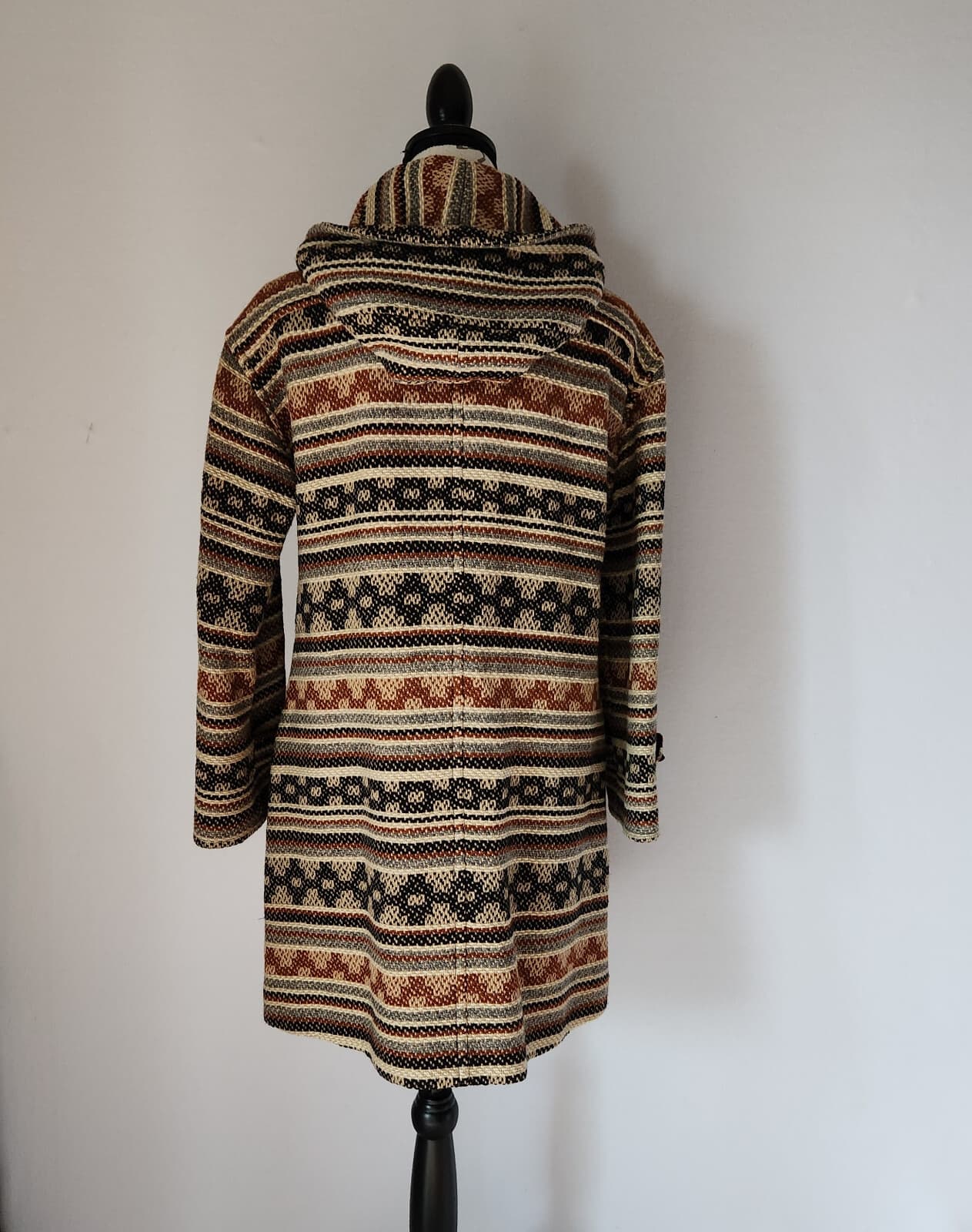 Vintage Pendleton Limited Blanket Wool Hooded Aztec Western Long Line Coat S/M - Thumbnail 6