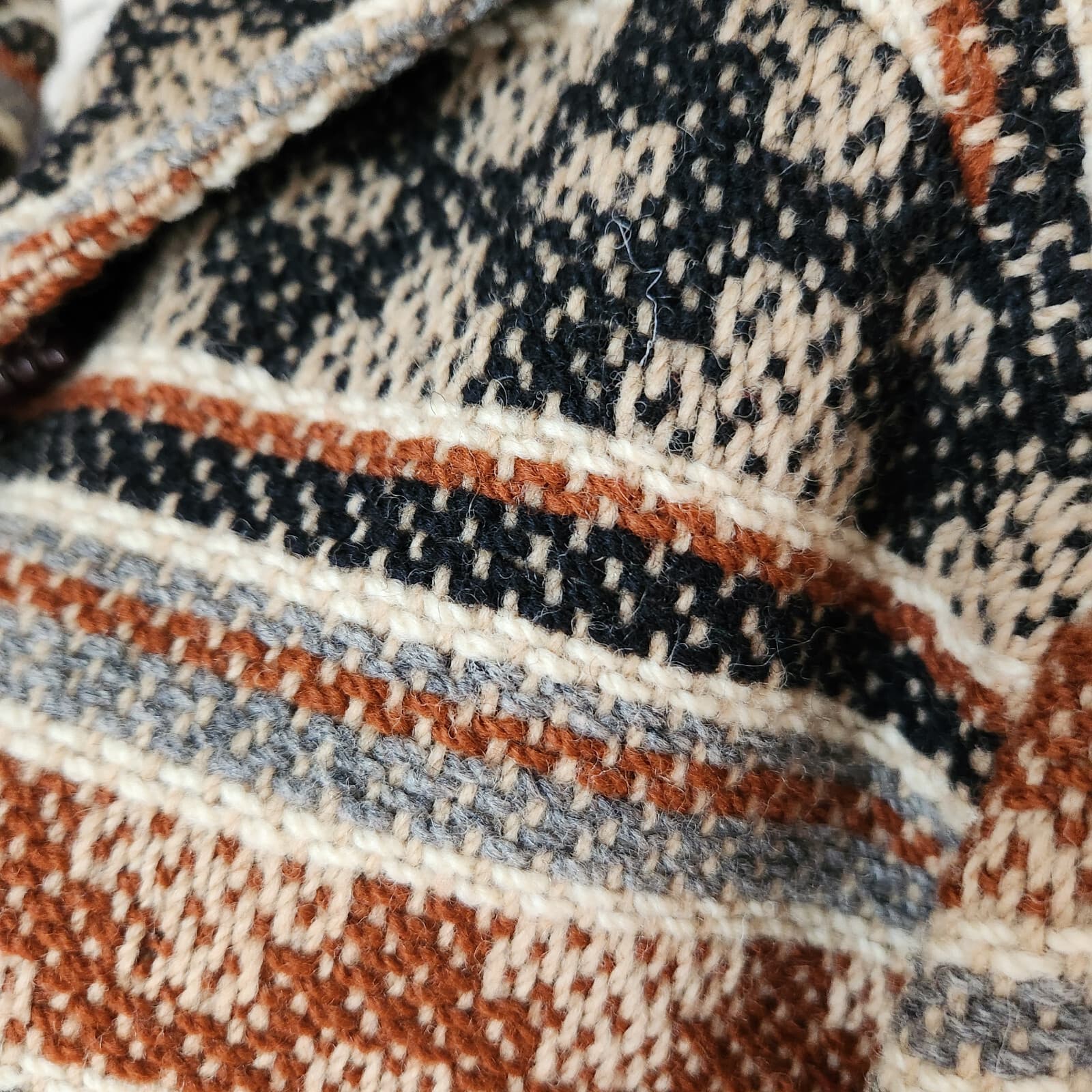 Vintage Pendleton Limited Blanket Wool Hooded Aztec Western Long Line Coat S/M - Thumbnail 3
