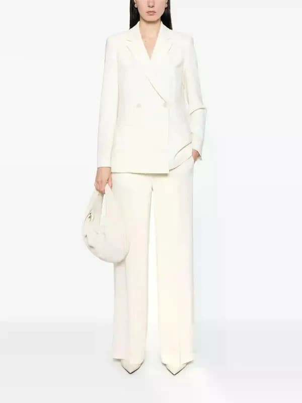 Theory Jannison 100% Silk Double-Breasted Blazer Pocket Lined White-Rice Sz.6 - Thumbnail 7