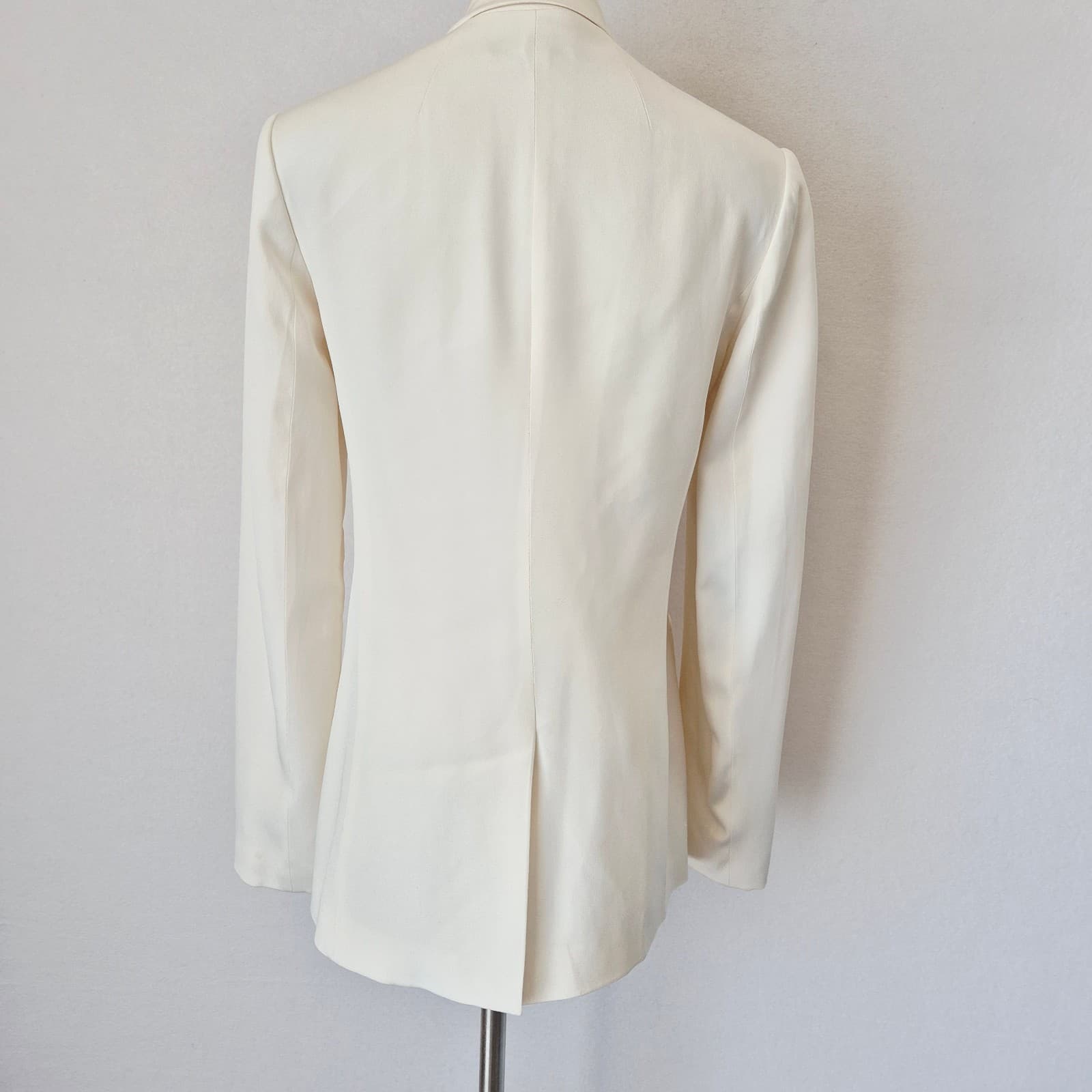 Theory Jannison 100% Silk Double-Breasted Blazer Pocket Lined White-Rice Sz.6 - Thumbnail 8