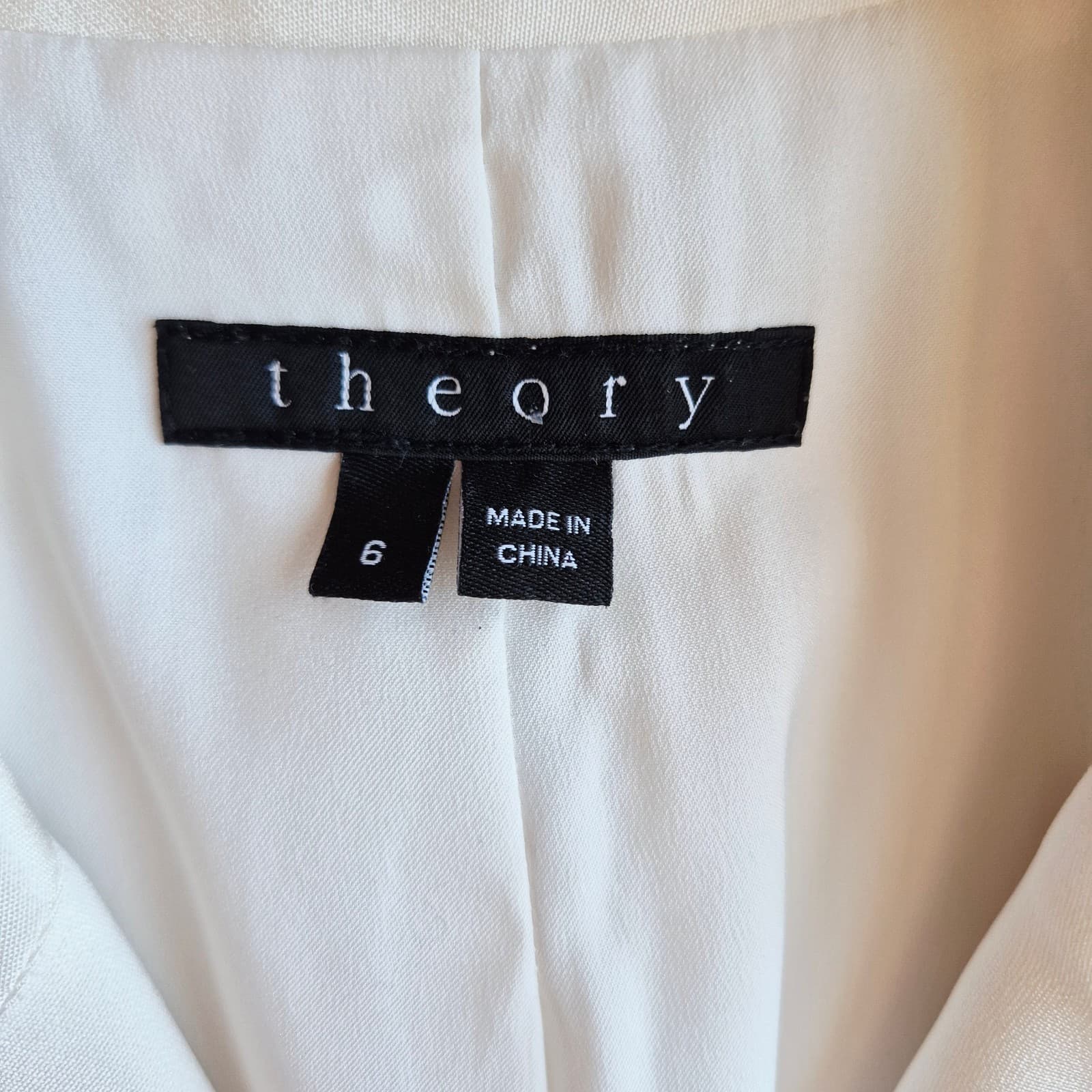 Theory Jannison 100% Silk Double-Breasted Blazer Pocket Lined White-Rice Sz.6 - Thumbnail 9