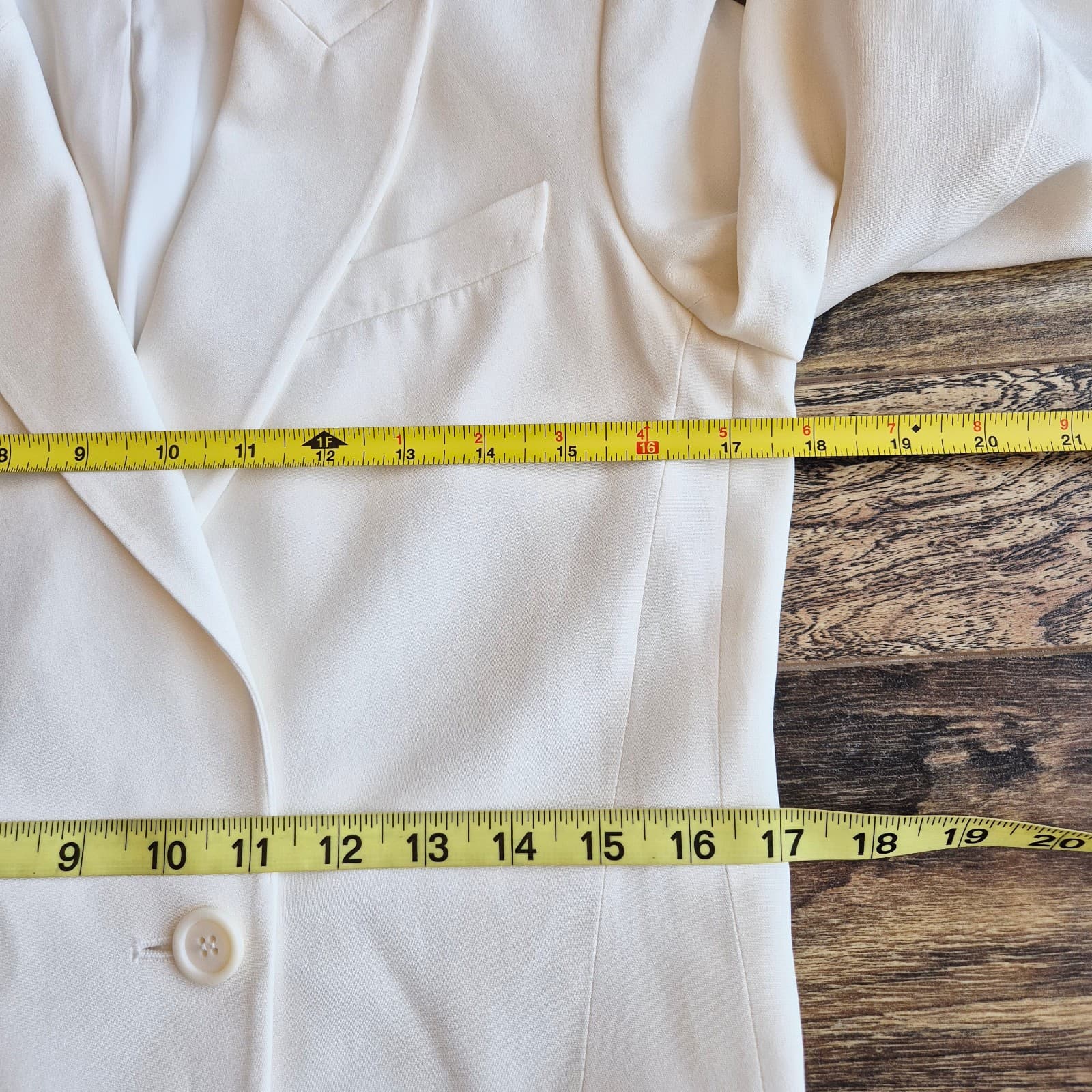 Theory Jannison 100% Silk Double-Breasted Blazer Pocket Lined White-Rice Sz.6 - Thumbnail 14
