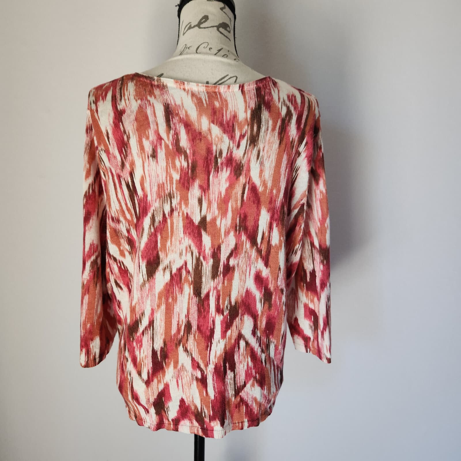 EUC J.Jill Linen Blend Abstract Cardigan Button 3/4 Sleeve Multicolor Women's XL - Thumbnail 5