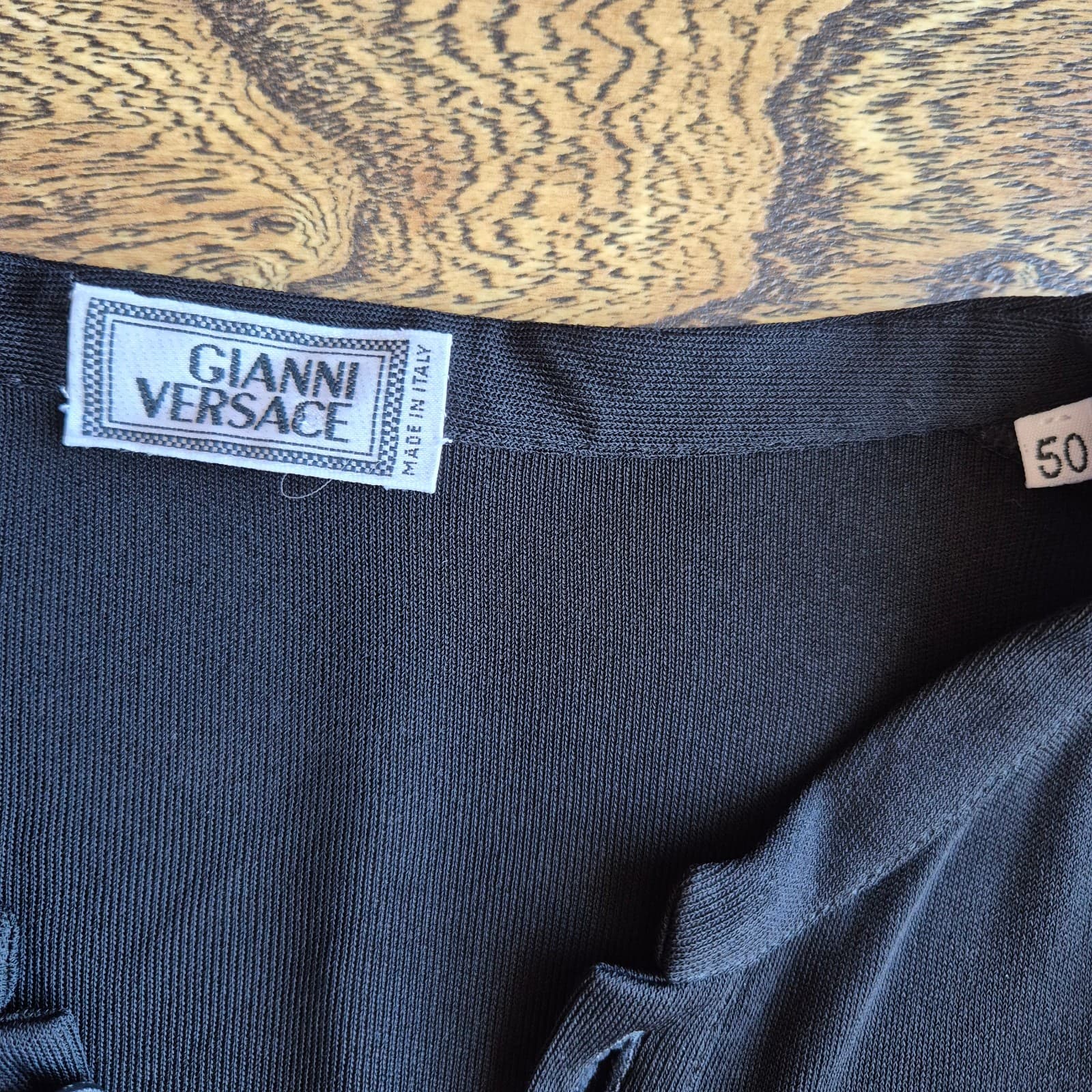 Vintage Gianni Versace Made in Italy Black Jersey Henley Top Long Sleeve Sz.50 - Thumbnail 9
