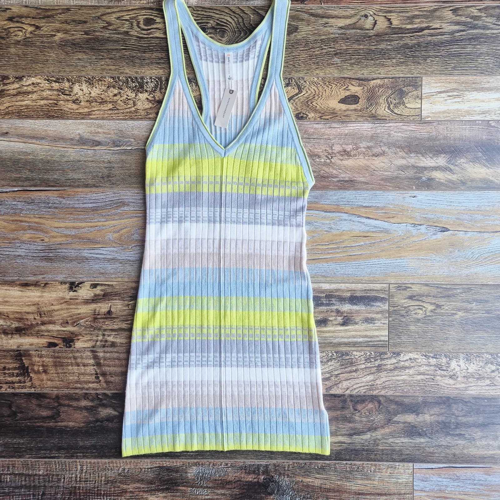 NWT Anthropologie Daily Practice Tuvalu Stripe Knit Racerback Sweater Dress Sz.S - Thumbnail 7